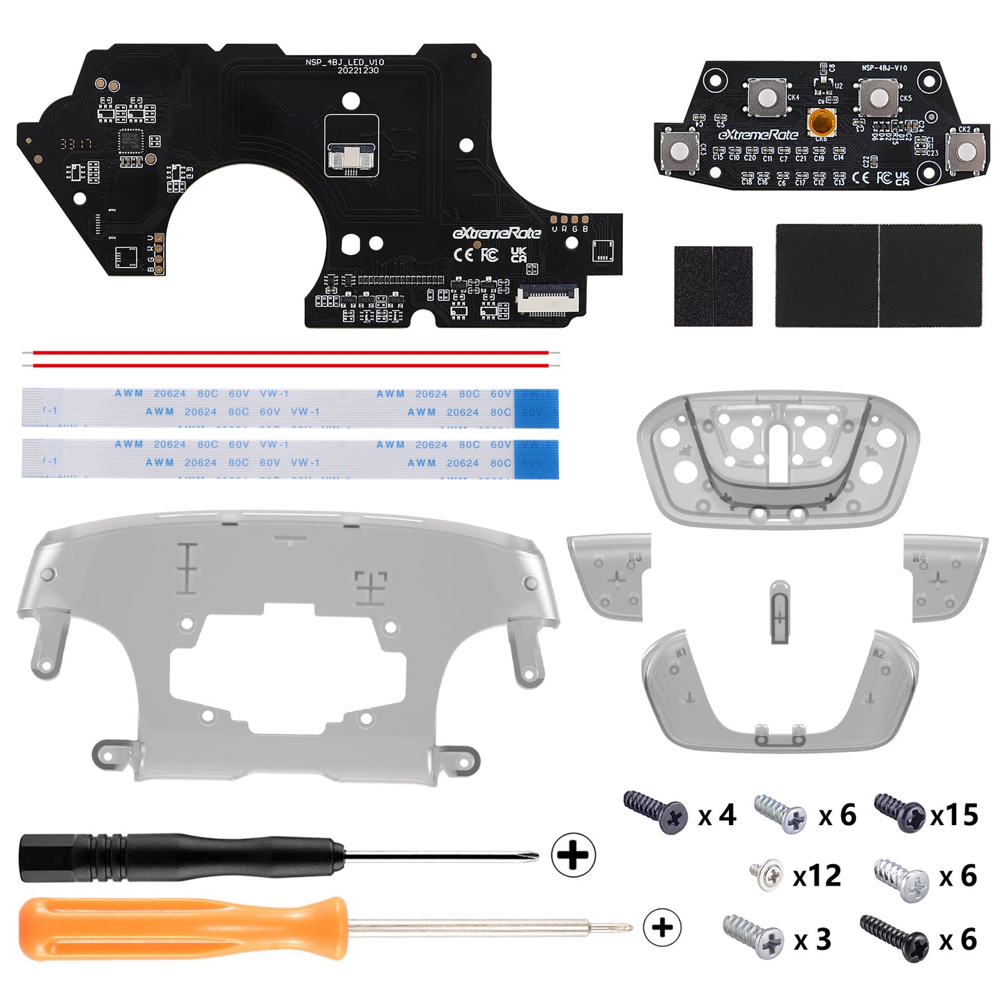 eXtremeRate Retail Remappable RISE4 Remap Kit for Nintendo Switch Pro Controller - Clear Black - XGNPM001