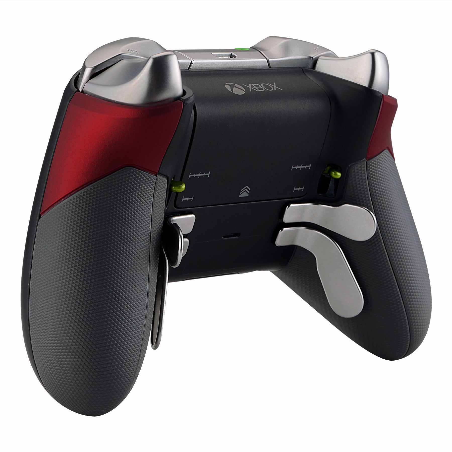 eXtremeRate Soft Touch Red Rubberized Right Left Side Rails Replacement Rear Handle Grips Back Panels Faceplates Kits for Xbox One Elite Controller