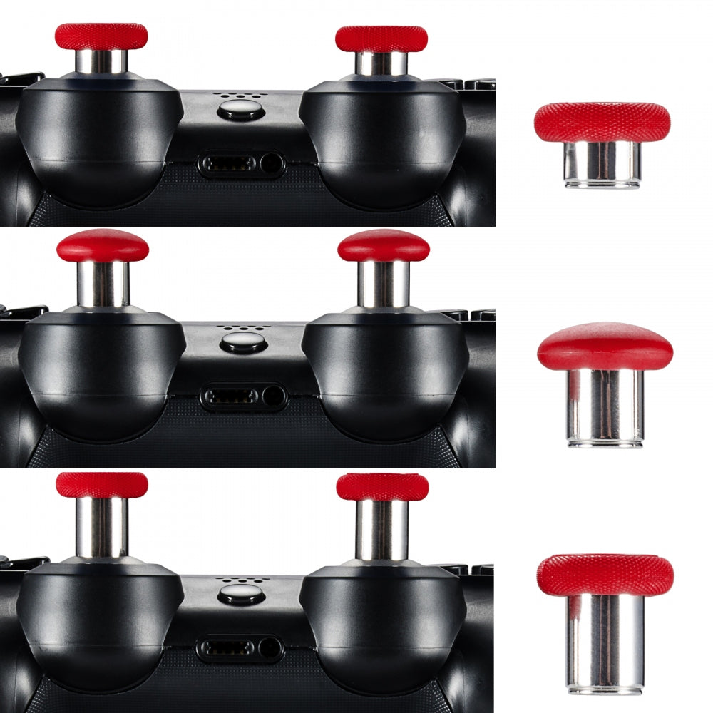 eXtremeRate Retail Red Metal Magnetic Thumbsticks with Carry Case for Xbox One Elite ps4 Slim - XOJ2019