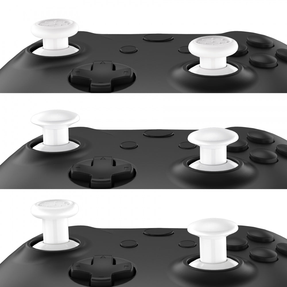 eXtremeRate Retail ThumbsGear Interchangeable Ergonomic Thumbstick for Xbox Series X & S/Xbox One/Xbox One Elite/Xbox One S & X Controller with 3 Height Domed and Concave Grips Adjustable Joystick - White - XOJ2105