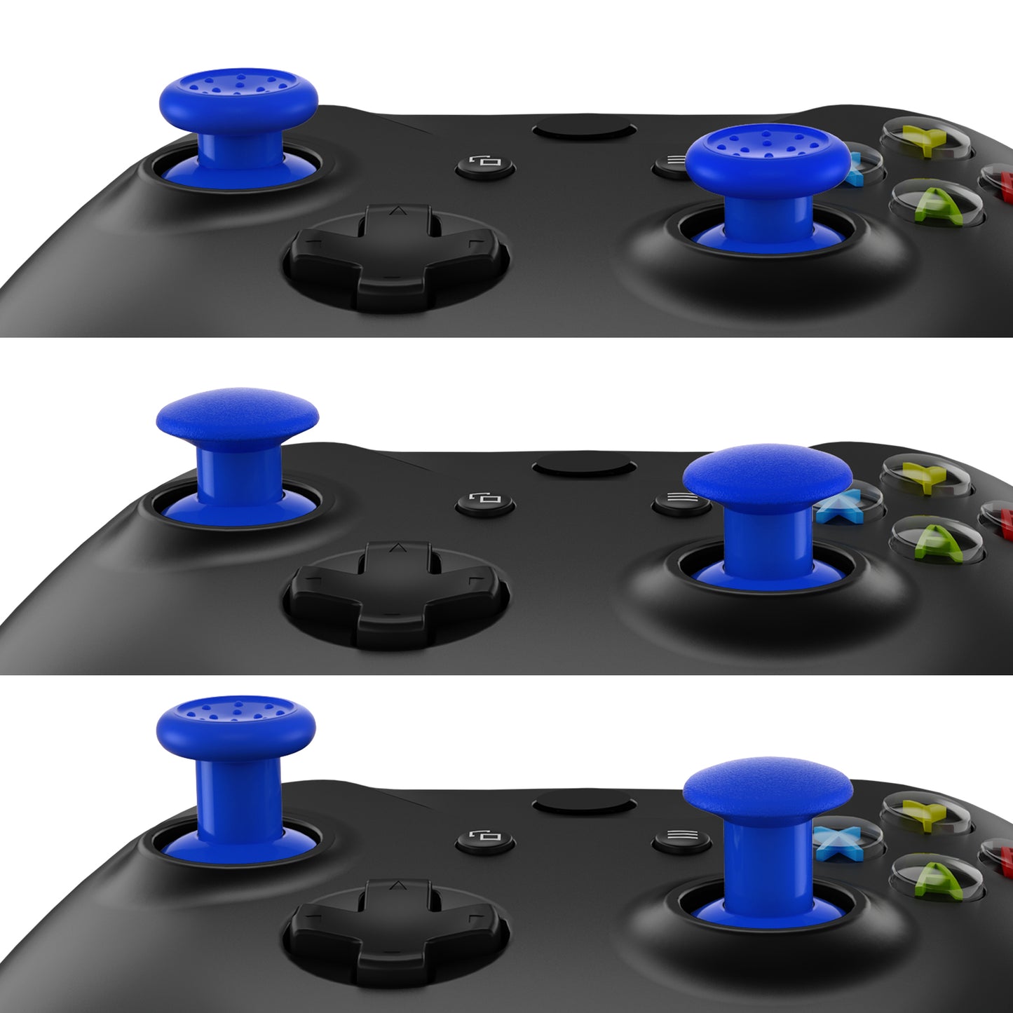 eXtremeRate Retail ThumbsGear Interchangeable Ergonomic Thumbstick for Xbox Series X & S/Xbox One/Xbox One Elite/Xbox One S & X Controller with 3 Height Domed and Concave Grips Adjustable Joystick - Blue - XOJ2112