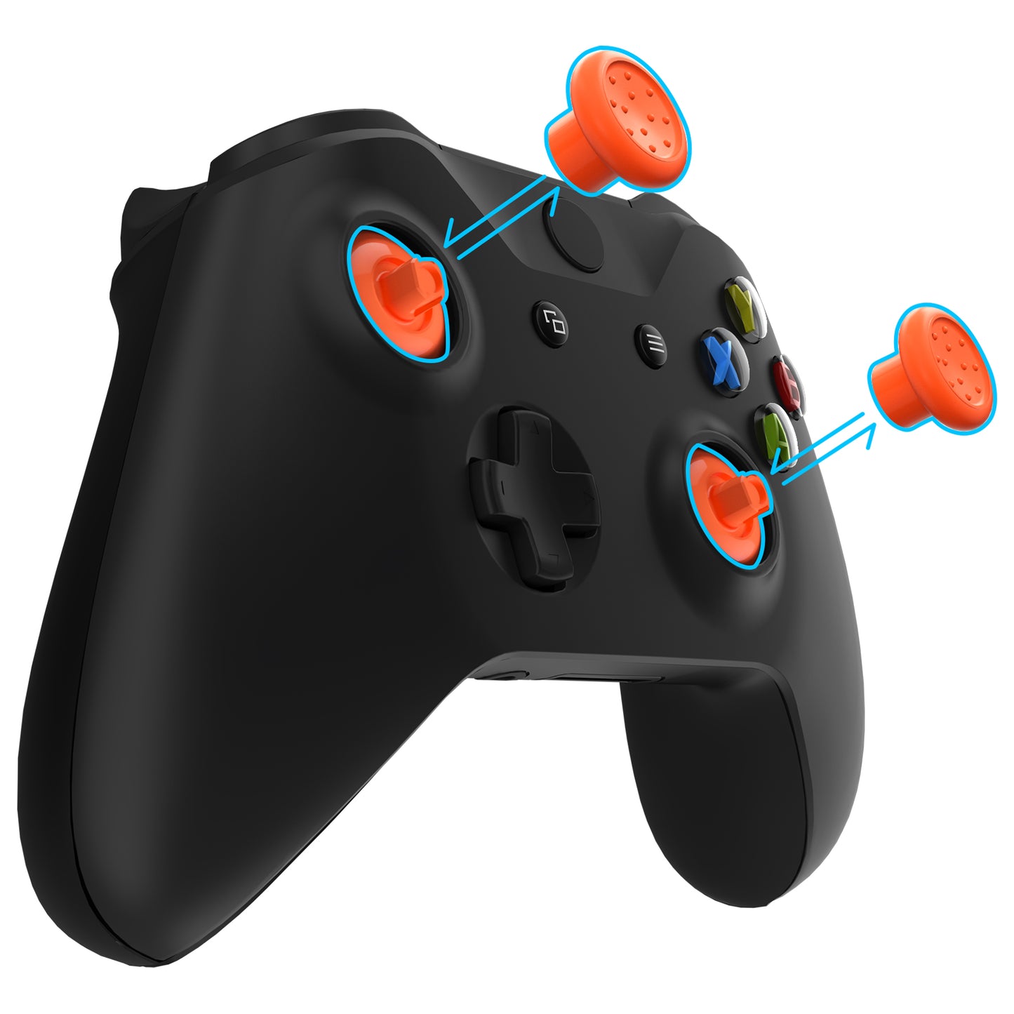 eXtremeRate Retail ThumbsGear Interchangeable Ergonomic Thumbstick for Xbox Series X & S/Xbox One/Xbox One Elite/Xbox One S & X Controller with 3 Height Domed and Concave Grips Adjustable Joystick - Orange - XOJ2115