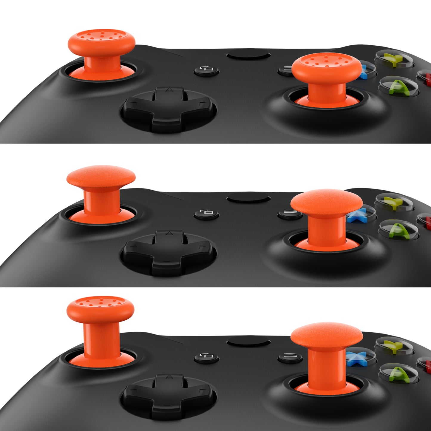 eXtremeRate Retail ThumbsGear Interchangeable Ergonomic Thumbstick for Xbox Series X & S/Xbox One/Xbox One Elite/Xbox One S & X Controller with 3 Height Domed and Concave Grips Adjustable Joystick - Orange - XOJ2115