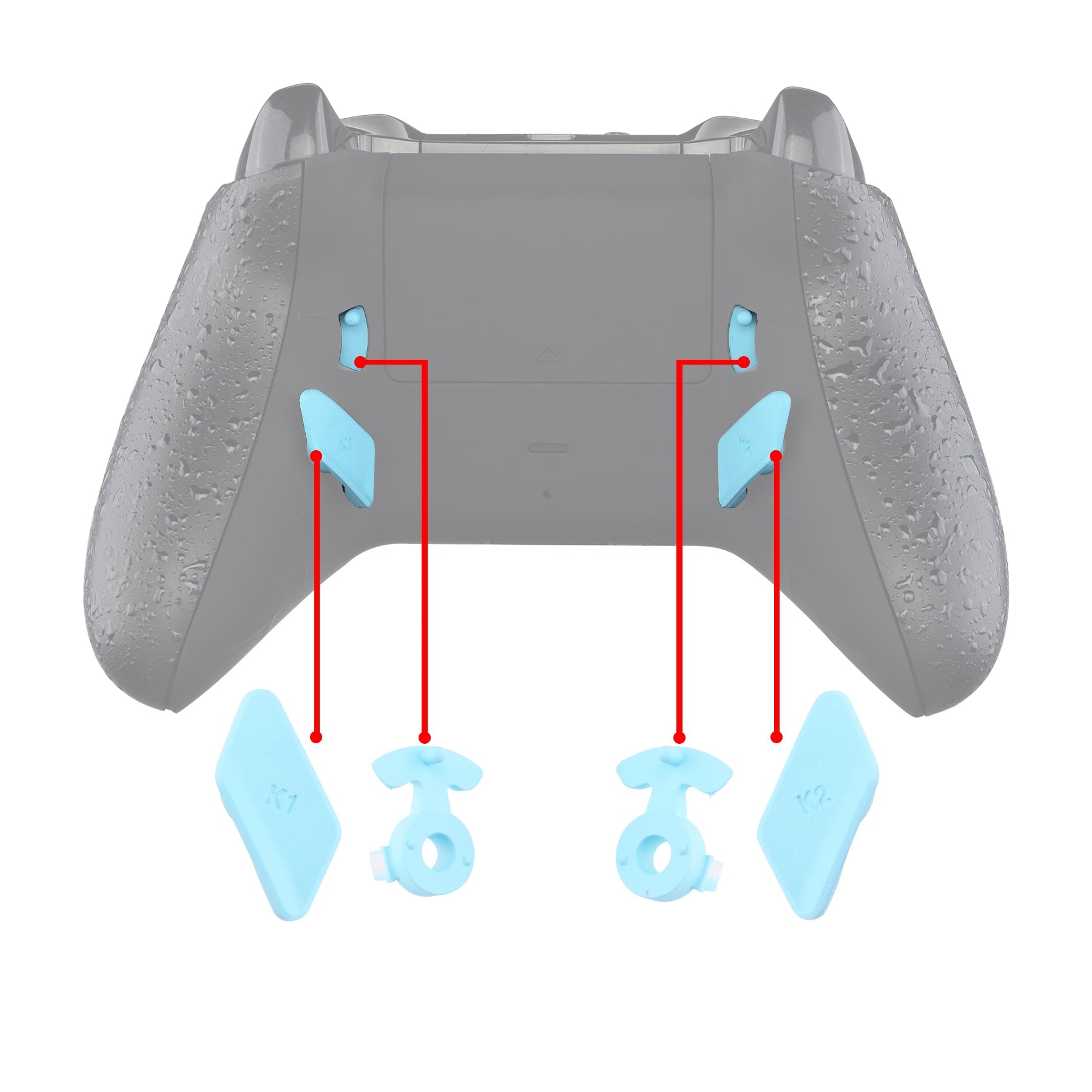 thumbnail image 2 of Chrome Pink Glossy Replacement Redesigned Back Buttons K1 K2 K3 K4 Paddles For PS4 Controller Dawn Remap Kit – Retail 2 of 11