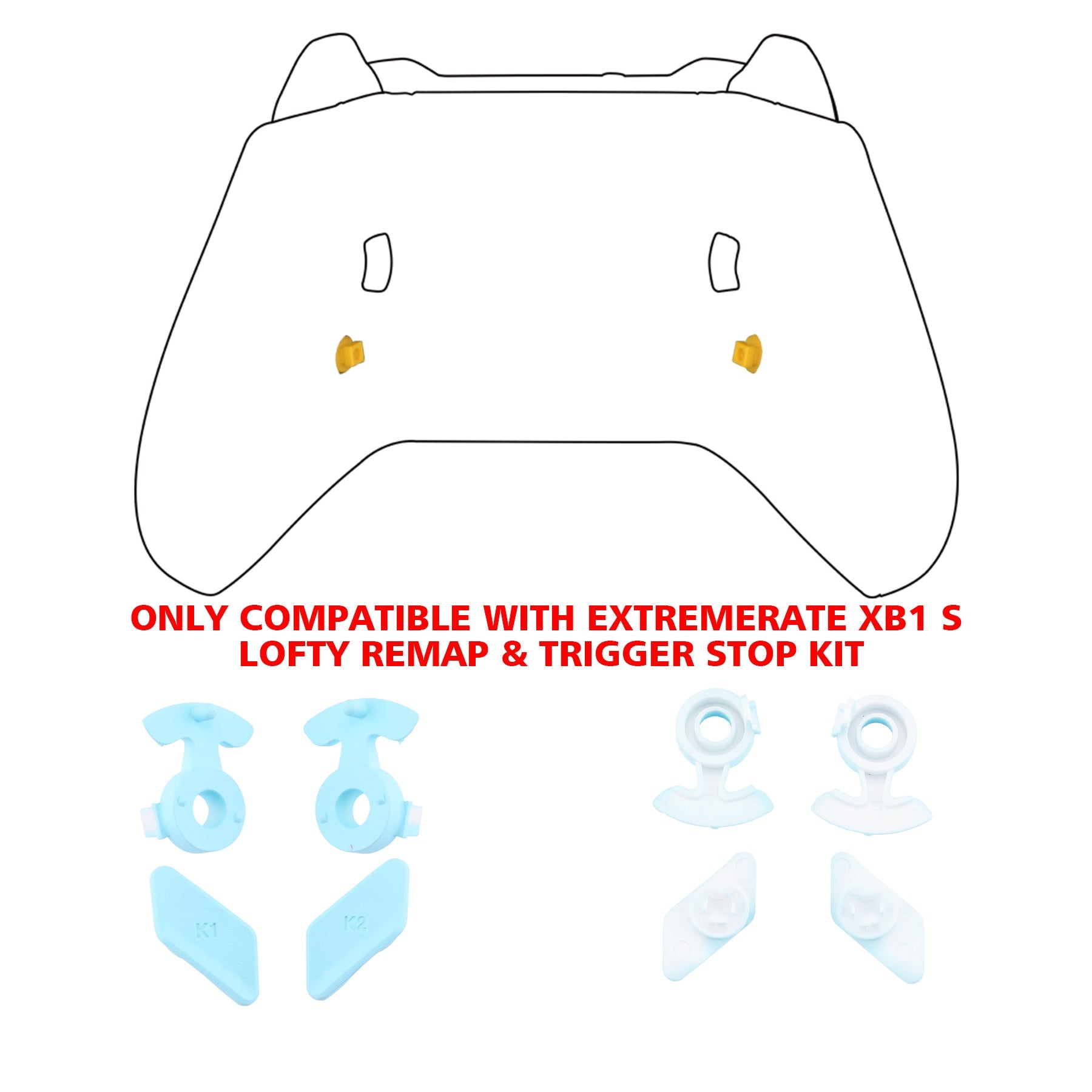 eXtremeRate Retail Heaven Blue Soft Touch Grip Replacement Redesigned Back Buttons HK3 HK4 Trigger lock K1 K2 Paddles for eXtremeRate Xbox One S X Controller LOFTY Remap & Trigger Stop Kit - XOMD0038