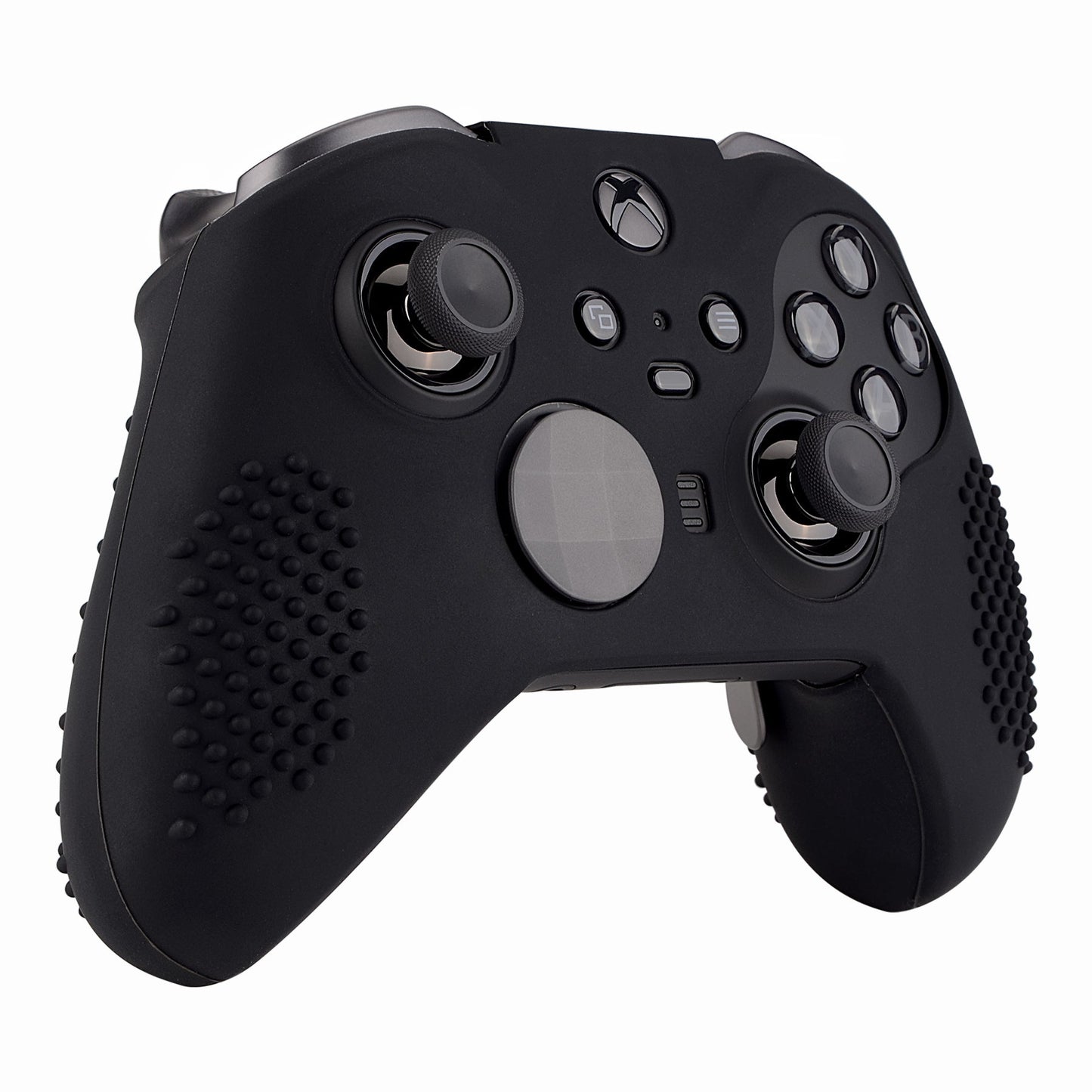 eXtremeRate Retail Black Soft Anti-Slip Silicone Cover Skins, Controller Protective Case for New Xbox One Elite Series 2 with Thumb Grips Analog Caps -XBOWP0042GC