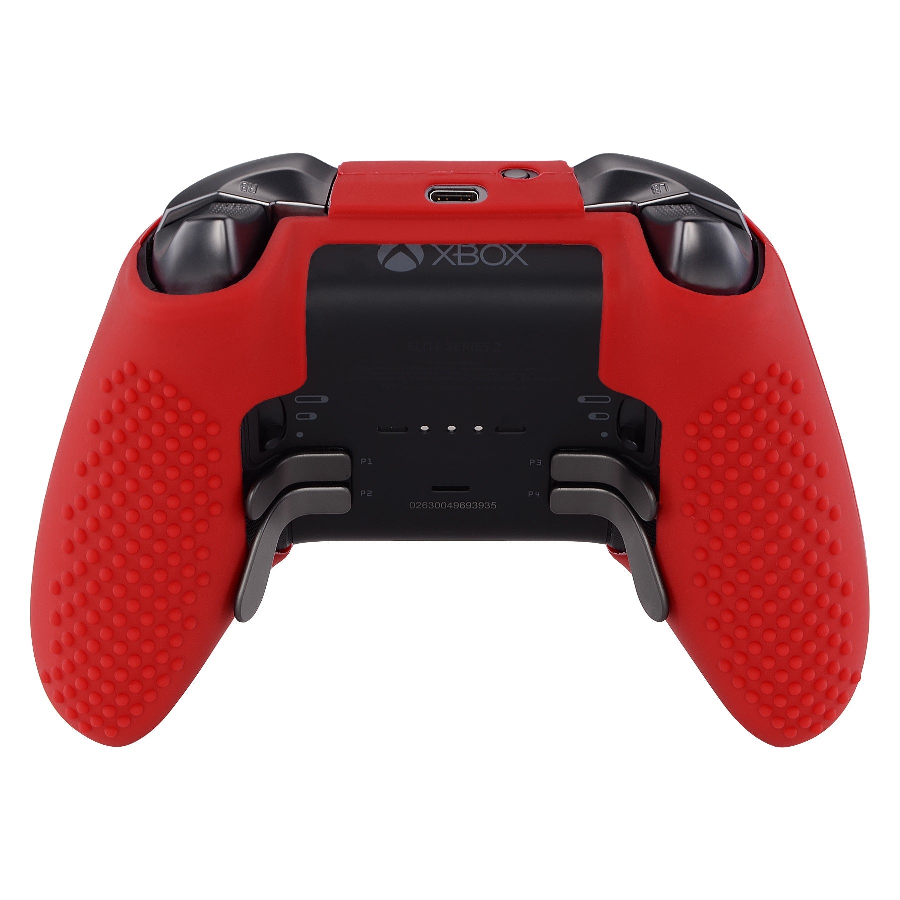 eXtremeRate Retail Red Soft Anti-Slip Silicone Cover Skins, Controller Protective Case for New Xbox One Elite Series 2 with Thumb Grips Analog Caps -XBOWP0043GC