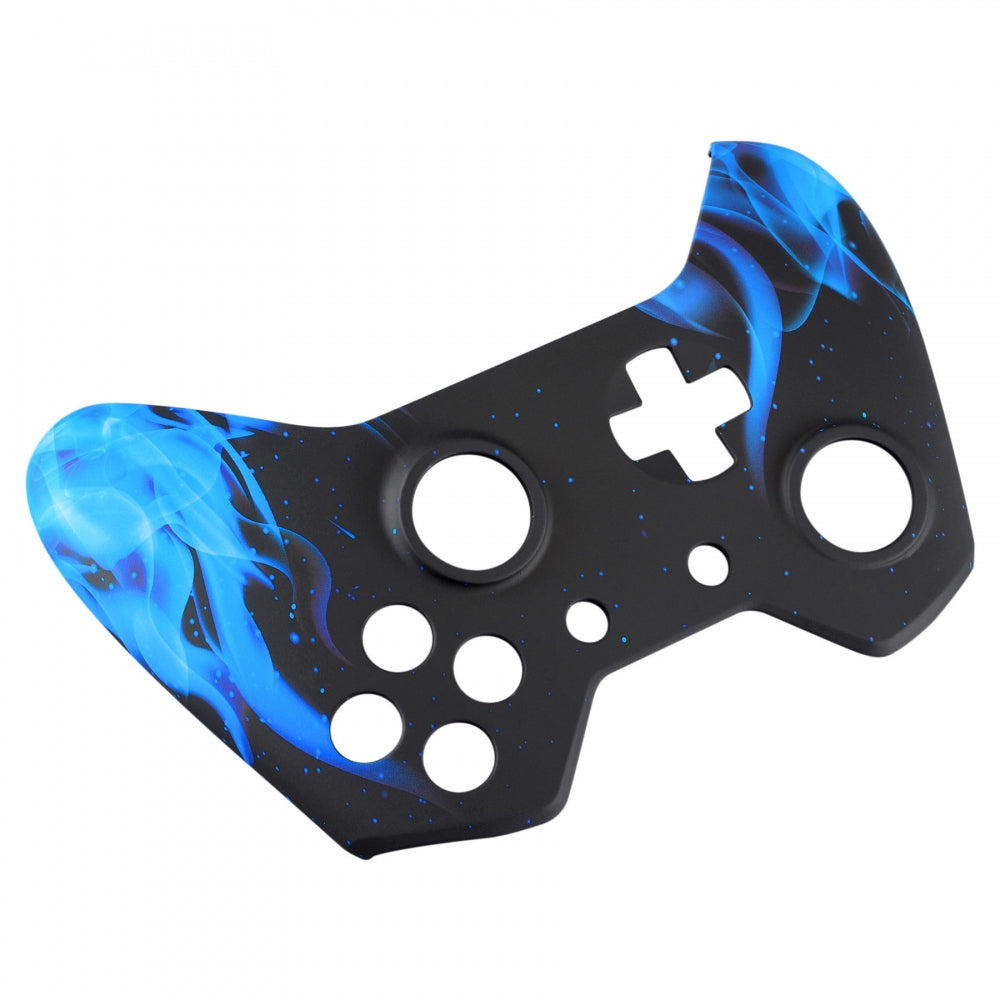 eXtremeRate Retail Blue Fire Flame Soft Touch Grip Front Shell Cover for Xbox One Remote Controller - XOT052