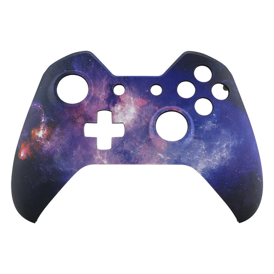 eXtremeRate Retail Nebula Galaxy Patterned Faceplate Cover, Soft Touch Front Housing Shell Case, Comfortable Soft Grip Replacement Kit for Standard Xbox One Controller Model 1537/1697 - XOT054