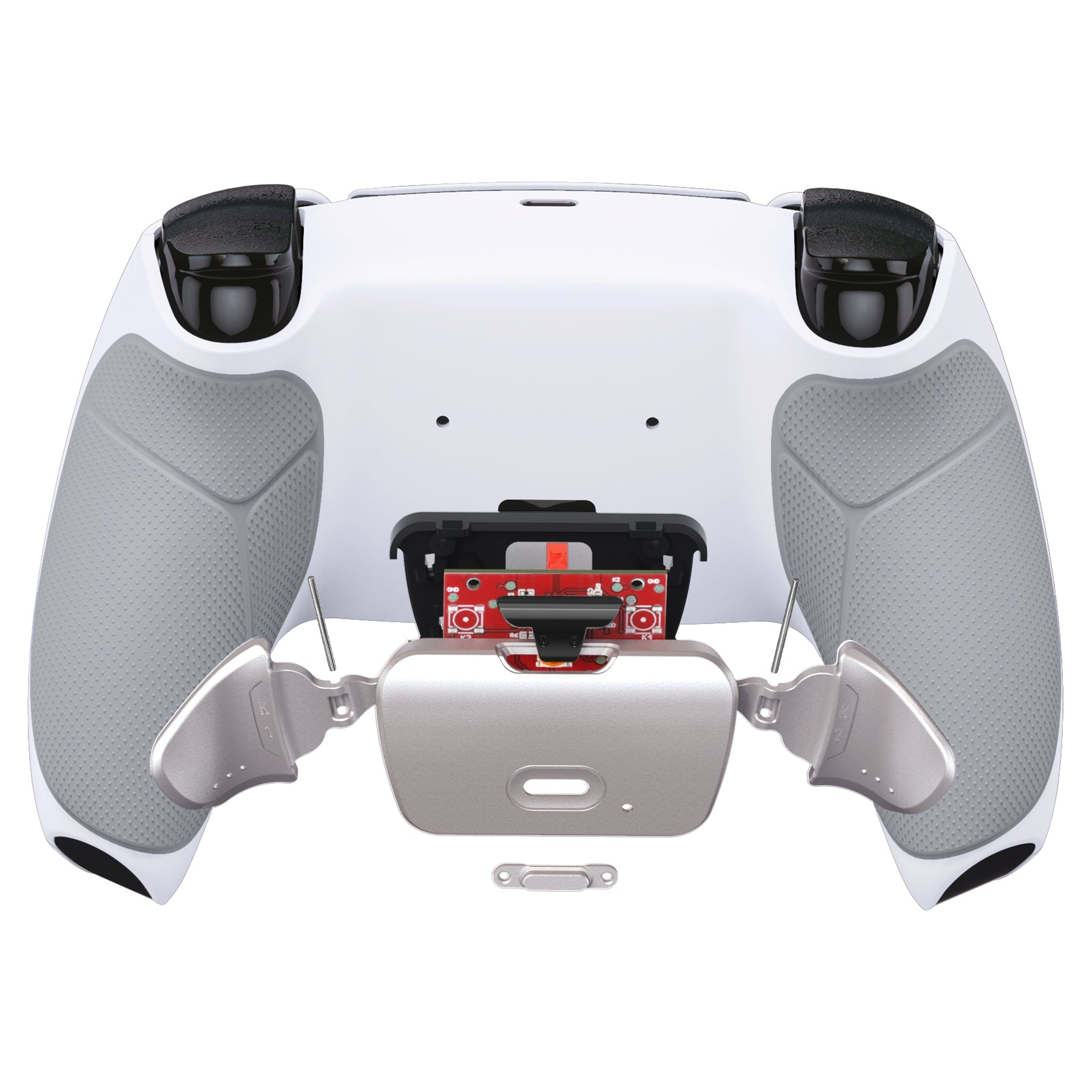 eXtremeRate Retail White Real Metal Buttons (RMB) Version RISE 2.0 Remap Kit with White Rubberized Grip Back Shell & Upgraded Remappable Back Buttons Attachment for PS5 Controller BDM-010 & BDM-020 - XPFJ7006