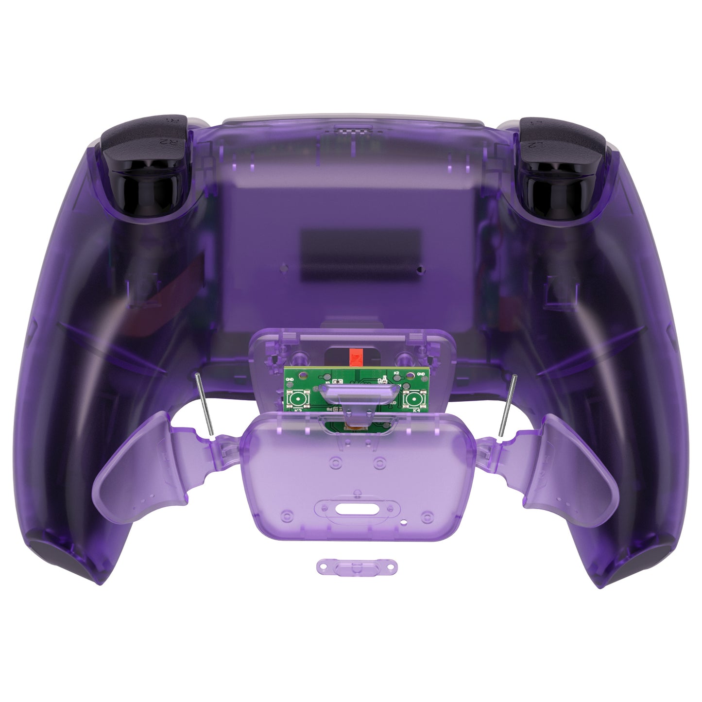 eXtremeRate Retail Clear Atomic Purple Back Paddles Remappable Rise Remap Kit with Upgrade Board & Redesigned Back Shell & Back Buttons Attachment for ps5 Controller BDM-010 & BDM-020 - XPFM5002G2