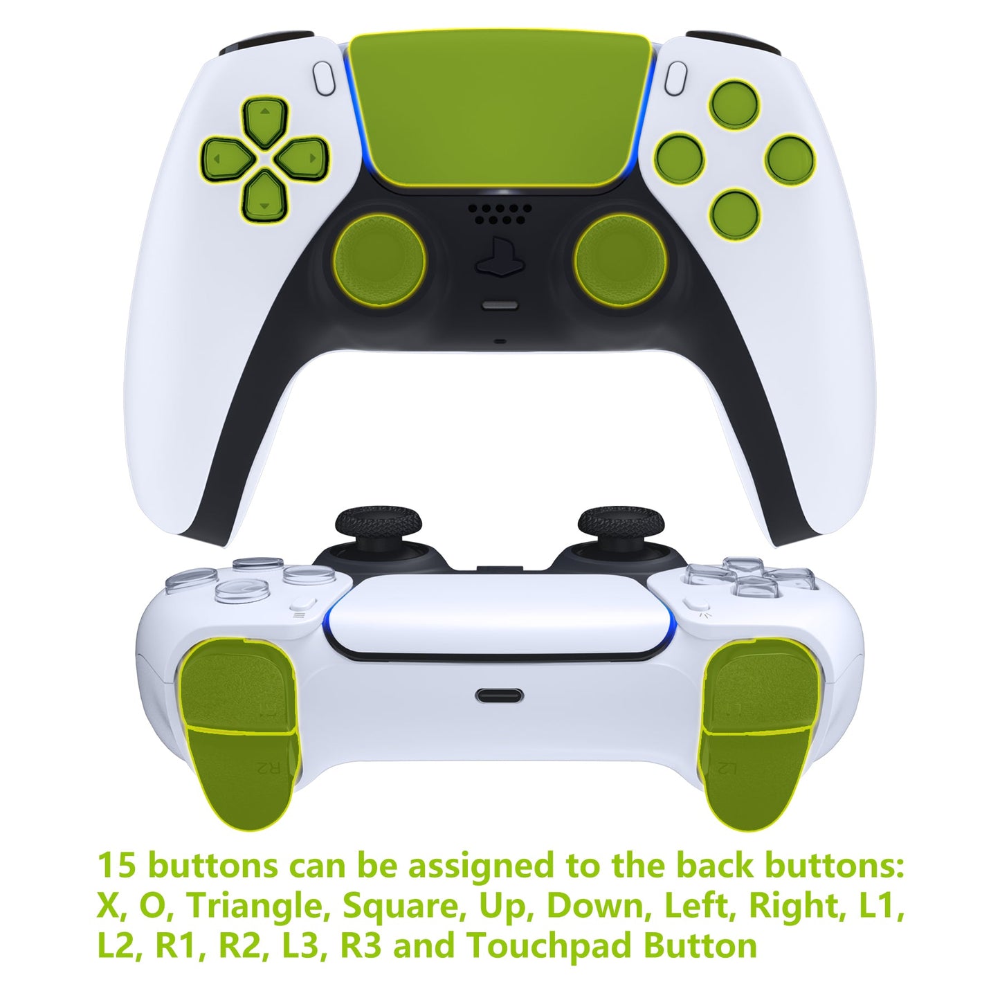 eXtremeRate Retail Chameleon Green Purple Back Paddles Remappable Rise Remap Kit with Upgrade Board & Redesigned Back Shell & Back Buttons Attachment for ps5 Controller BDM-010 & BDM-020 - XPFP3002G2