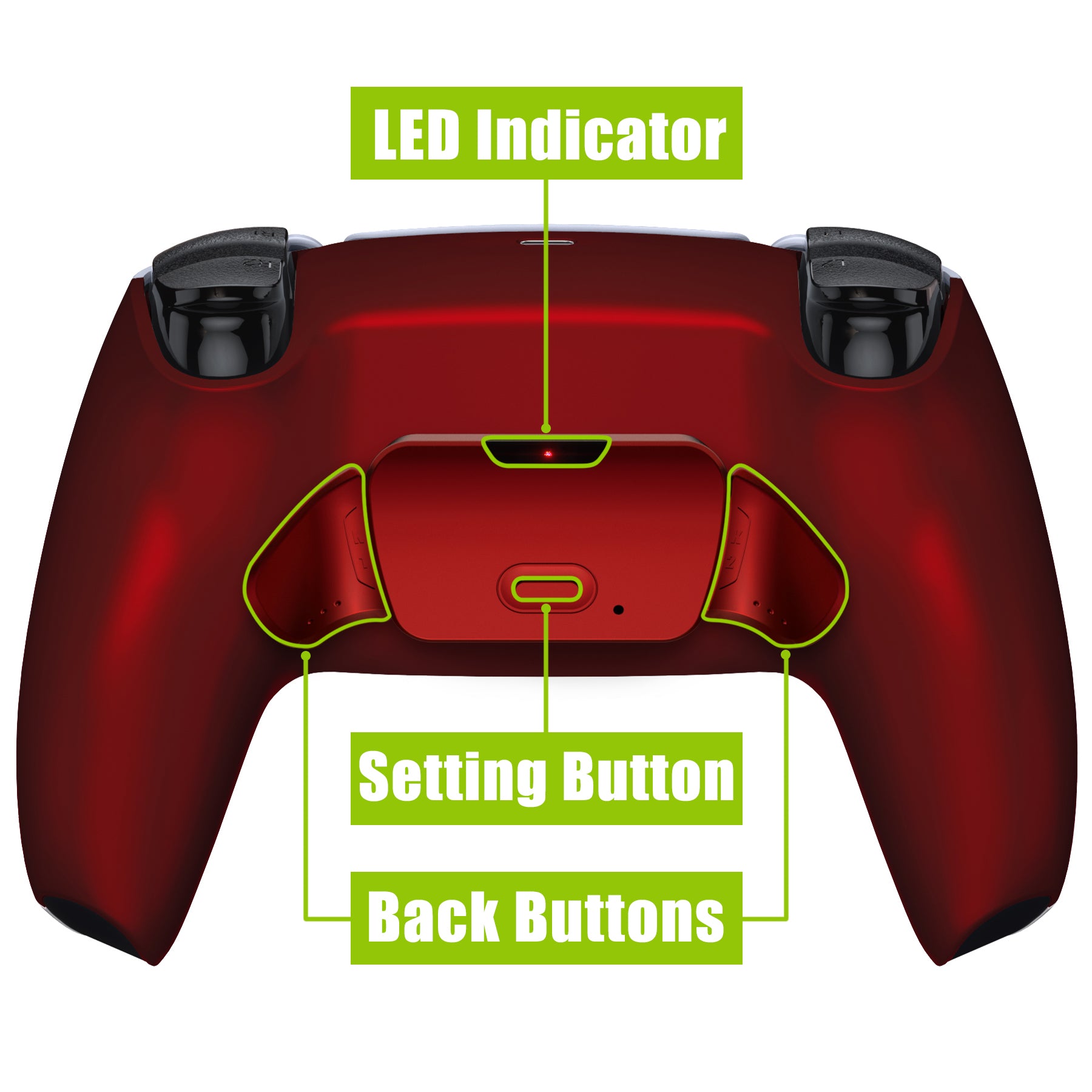 eXtremeRate Scarlet Red Back Paddles Programable Rise 2.0 Remap Kit for PS5 Controller Bdm-010 & Bdm-020, Upgrade Board & Redesigned Back Shell & Back