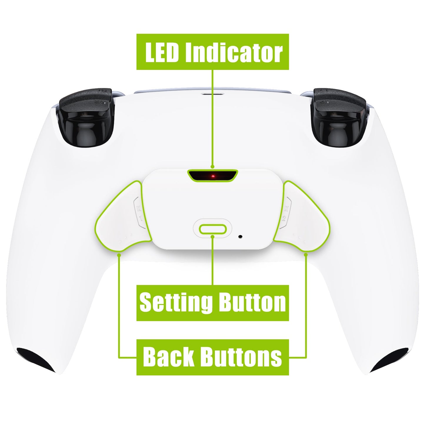eXtremeRate Retail White Back Paddles Remappable Rise Remap Kit with Upgrade Board & Redesigned Back Shell & Back Buttons Attachment for ps5 Controller BDM-010 & BDM-020 - XPFP3008G2