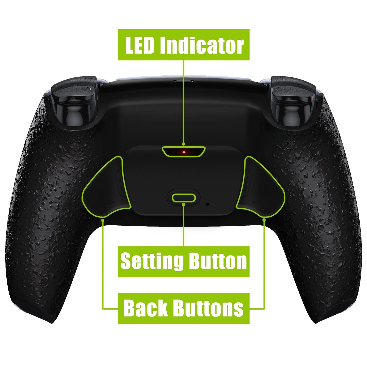 eXtremeRate Retail Textured Black Back Paddles Remappable Rise Remap Kit with Upgrade Board & Redesigned Back Shell & Back Buttons Attachment for ps5 Controller BDM-010 & BDM-020 - XPFP3040G2