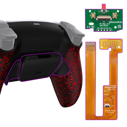 eXtremeRate Retail Textured Red Back Paddles Remappable RISE Remap Kit for PS5 Controller BDM-030, Upgrade Board & Redesigned Back Shell & Back Buttons Attachment for PS5 Controller - Controller NOT Included - XPFP3042G3
