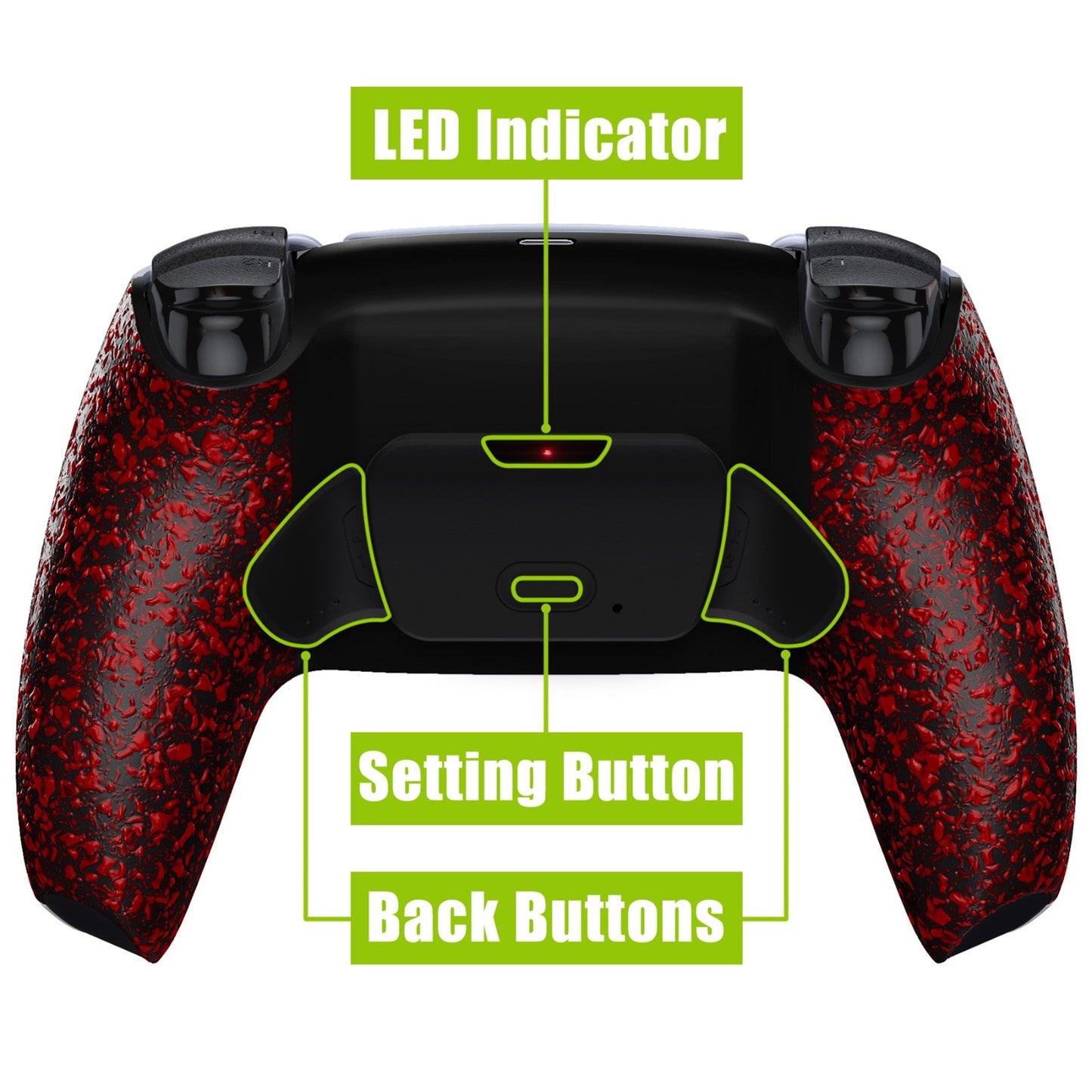 eXtremeRate Retail Textured Red Back Paddles Remappable RISE Remap Kit for PS5 Controller BDM-030, Upgrade Board & Redesigned Back Shell & Back Buttons Attachment for PS5 Controller - Controller NOT Included - XPFP3042G3