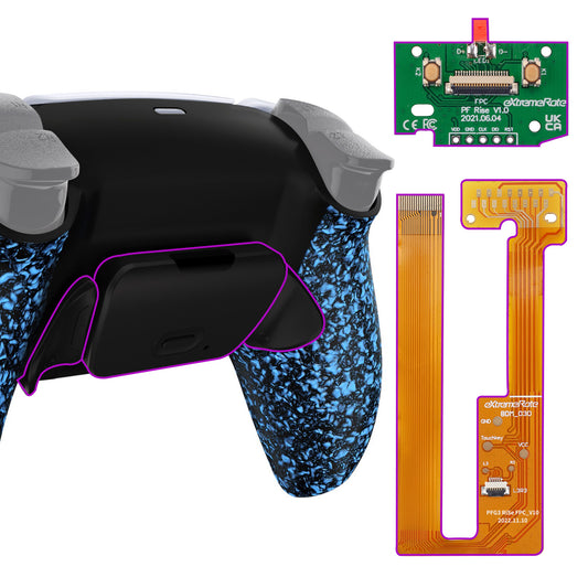 eXtremeRate Retail Textured Blue Back Paddles Remappable RISE Remap Kit for PS5 Controller BDM-030, Upgrade Board & Redesigned Back Shell & Back Buttons Attachment for PS5 Controller - Controller NOT Included - XPFP3043G3