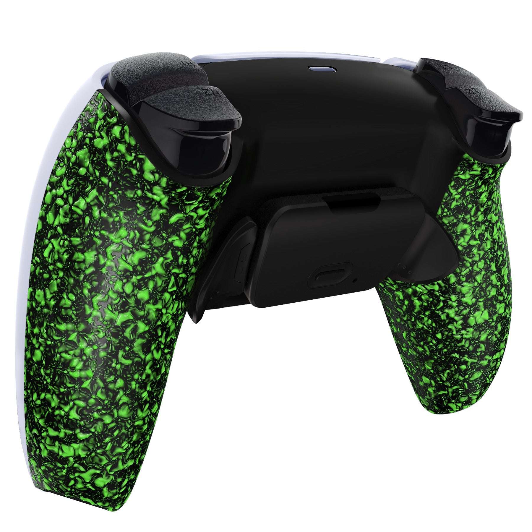 eXtremeRate Retail Textured Green Back Paddles Remappable Rise Remap Kit with Upgrade Board & Redesigned Back Shell & Back Buttons Attachment for ps5 Controller BDM-010 & BDM-020 - XPFP3044G2