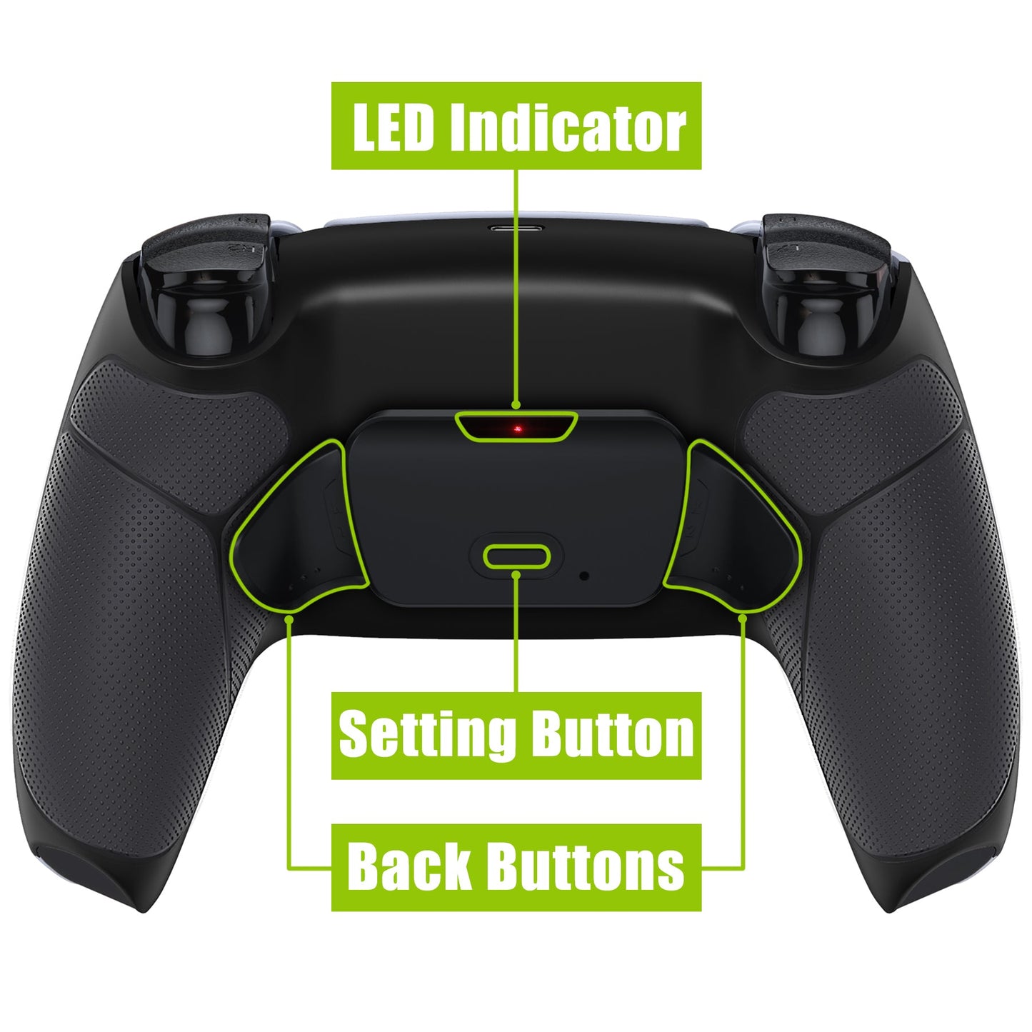eXtremeRate Retail Black Rubberized Grip  Back Paddles Remappable Rise Remap Kit with Upgrade Board & Redesigned Back Shell & Back Buttons Attachment for PS5 Controller BDM-010 & BDM-020 - XPFU6001