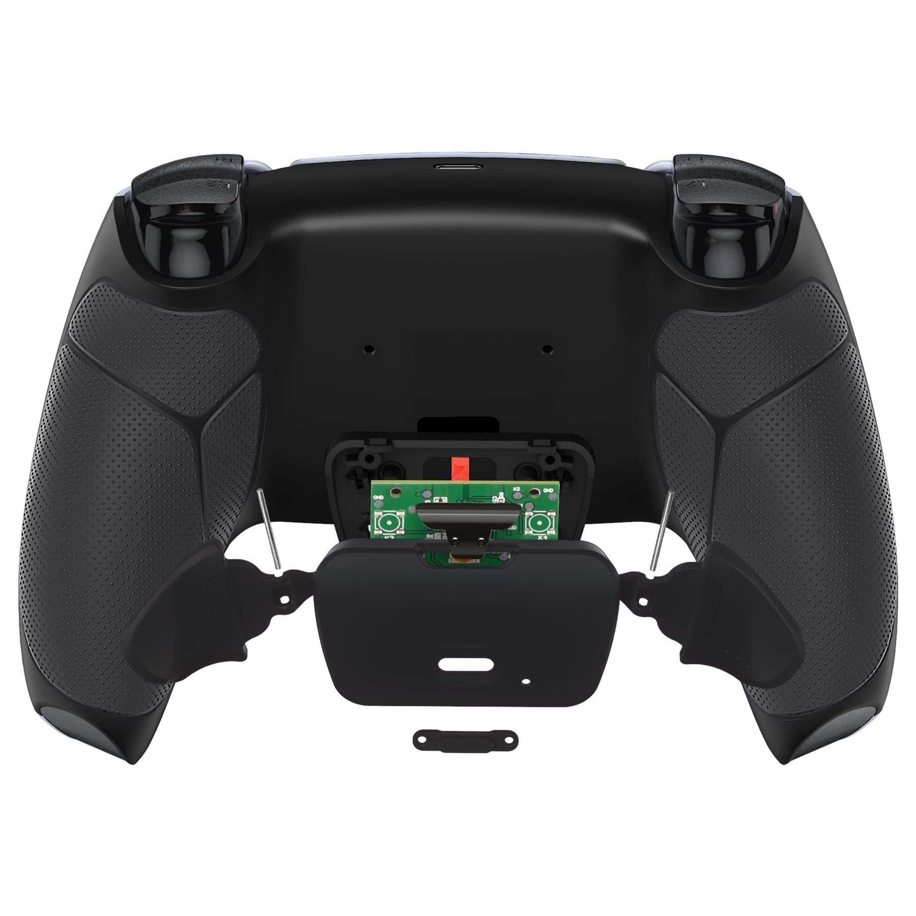 eXtremeRate Retail Black Rubberized Grip Remappable RISE Remap Kit for PS5 Controller BDM-030, Upgrade Board & Redesigned Black Back Shell & Back Buttons for PS5 Controller - Controller NOT Included - XPFU6001G3