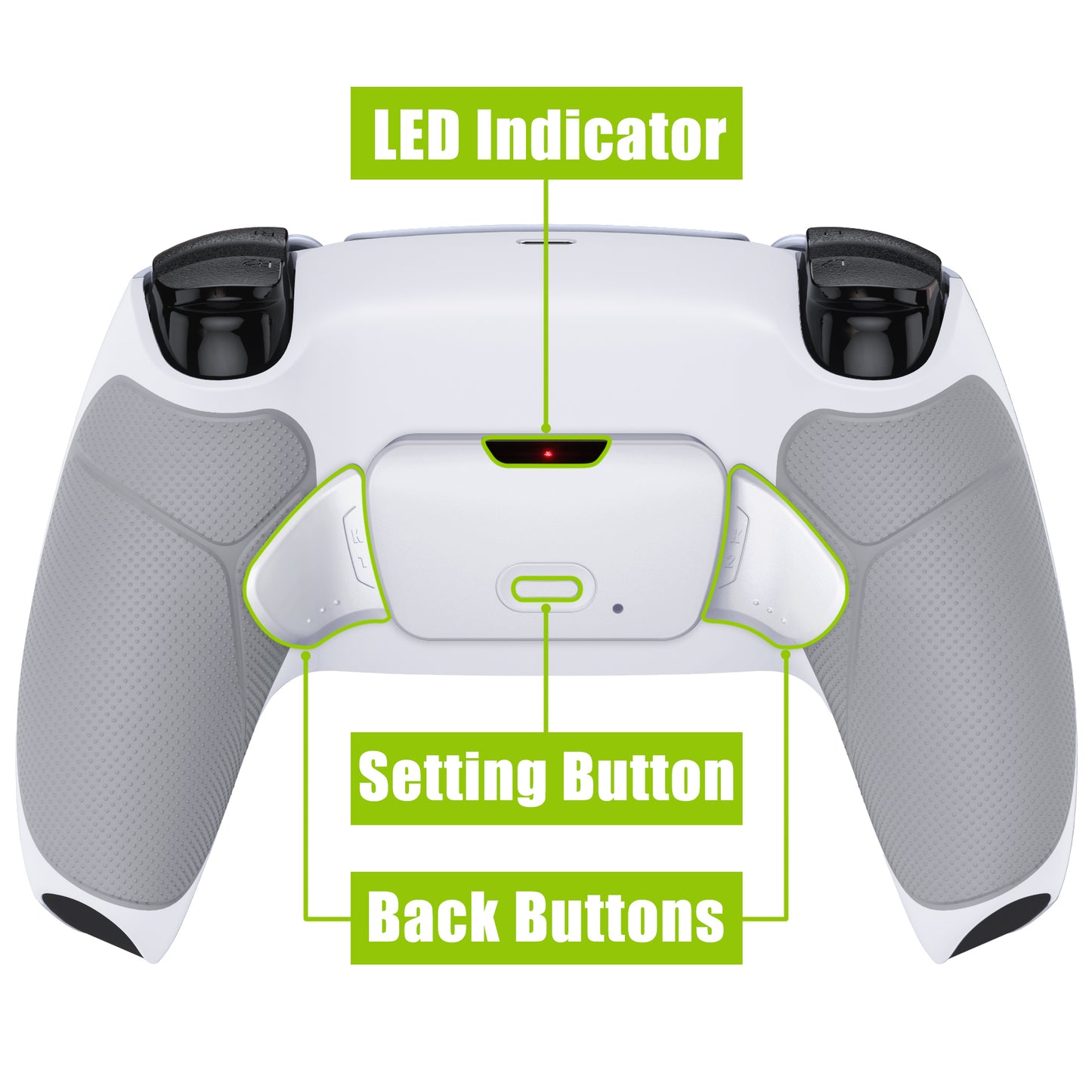 eXtremeRate Retail Gray Rubberized Grip Remappable RISE Remap Kit for PS5 Controller BDM-030, Upgrade Board & Redesigned White Back Shell & Back Buttons for PS5 Controller - Controller NOT Included - XPFU6002G3
