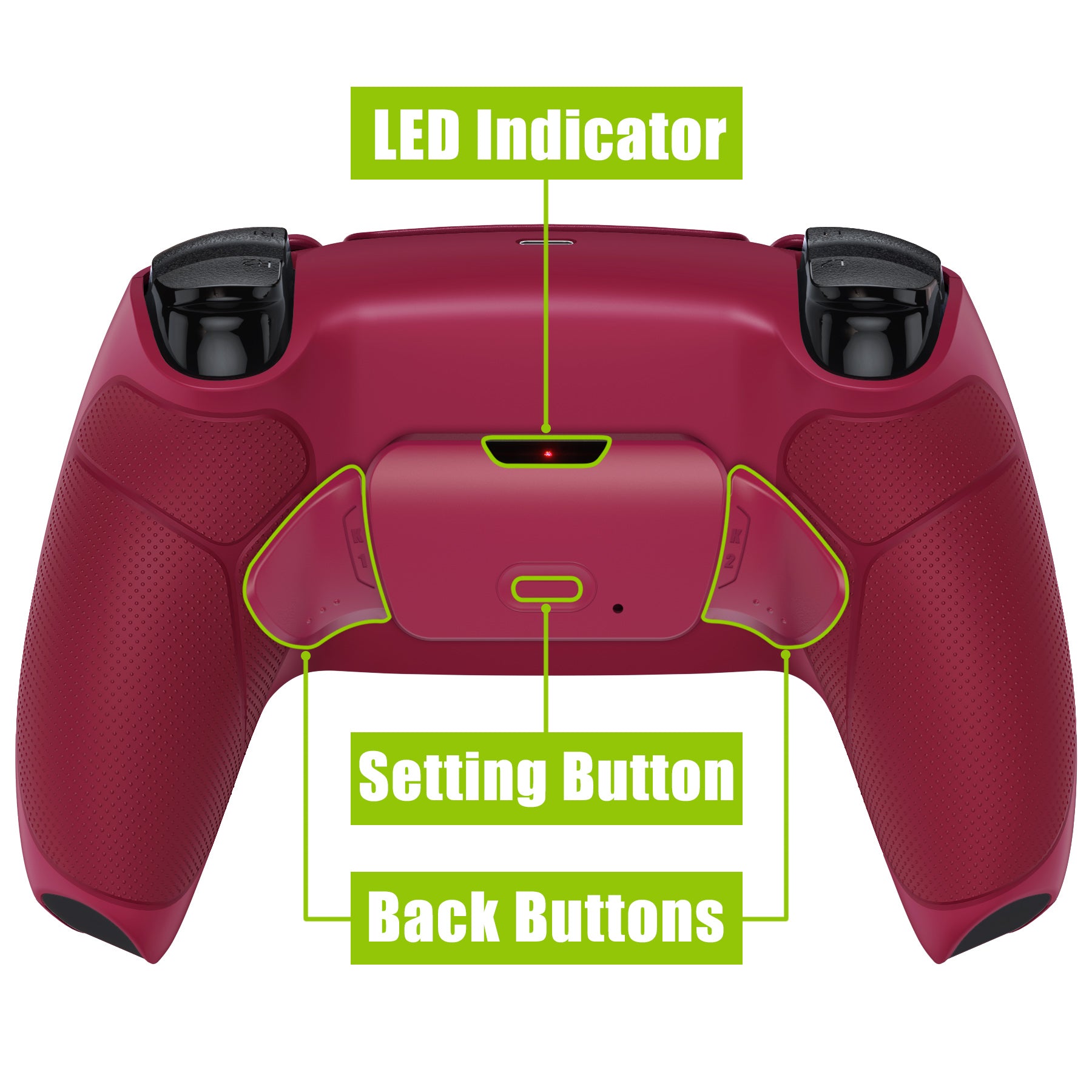 eXtremeRate Retail Cosmic Red Rubberized Grip Back Paddles Remappable Rise Remap Kit with Upgrade Board & Redesigned Back Shell & Back Buttons Attachment for PS5 Controller BDM-010 & BDM-020 - XPFU6008