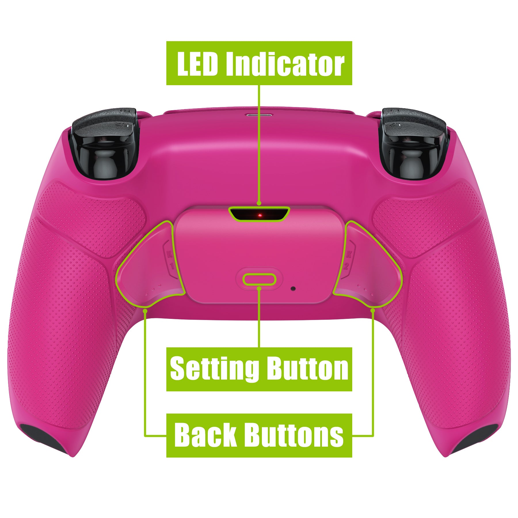 eXtremeRate Retail Nova Pink Rubberized Grip Remappable RISE Remap Kit for PS5 Controller BDM-030, Upgrade Board & Redesigned Nova Pink Back Shell & Back Buttons for PS5 Controller - Controller NOT Included - XPFU6009G3