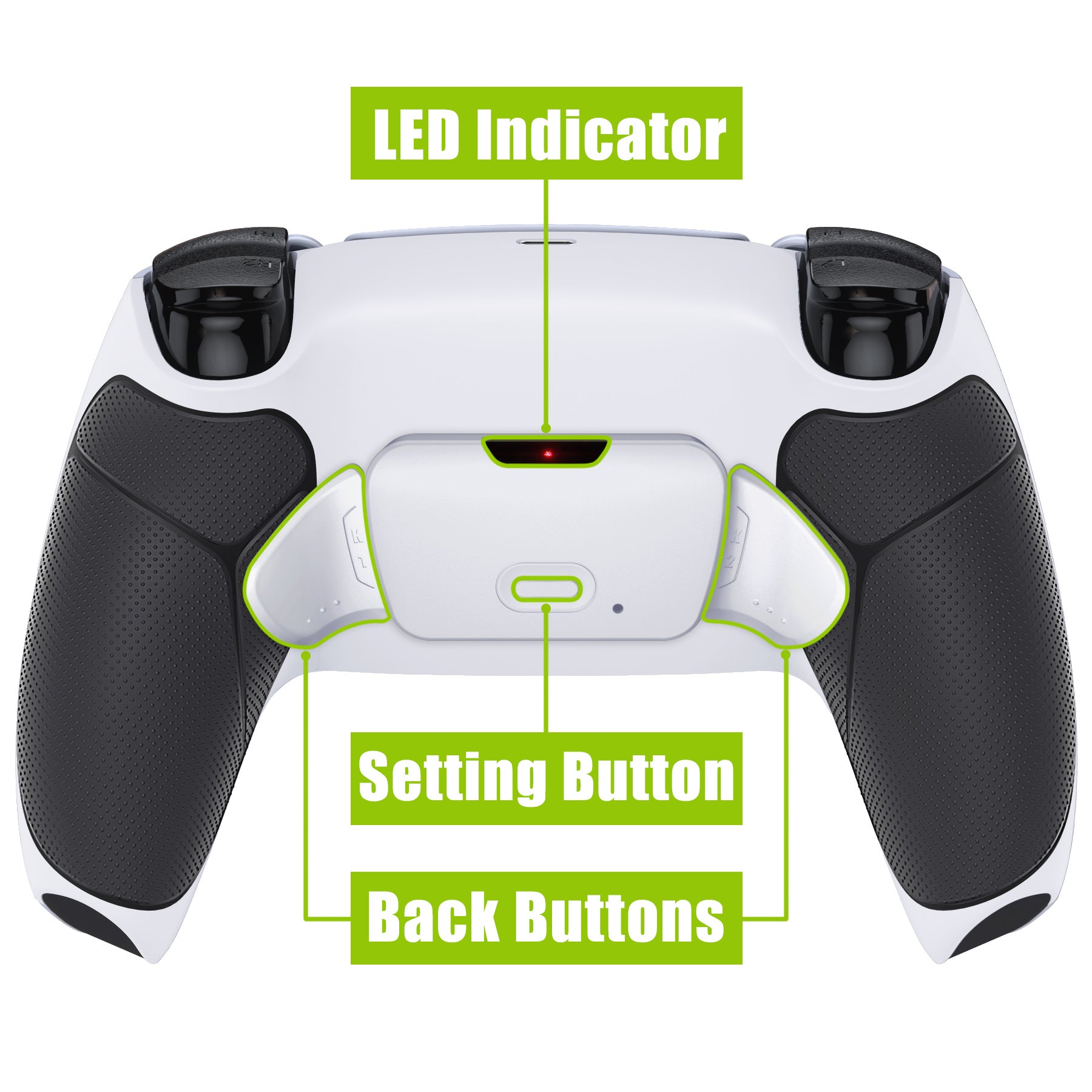 eXtremeRate Retail Rubberized White Black- White Grip  Back Paddles Remappable Rise Remap Kit for ps5 Controller, Upgrade Board & Redesigned Back Shell & Back Buttons Attachment for ps5 Controller - Controller NOT Included - XPFU6011