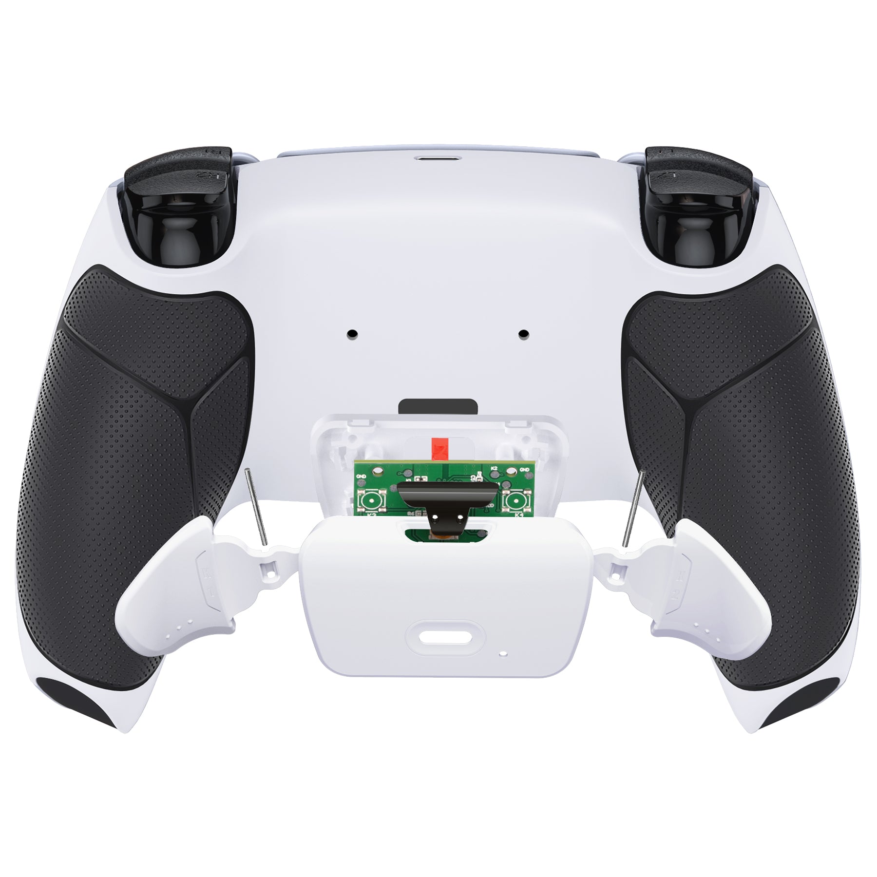eXtremeRate Retail Rubberized White Black- White Grip  Back Paddles Remappable Rise Remap Kit for ps5 Controller, Upgrade Board & Redesigned Back Shell & Back Buttons Attachment for ps5 Controller - Controller NOT Included - XPFU6011
