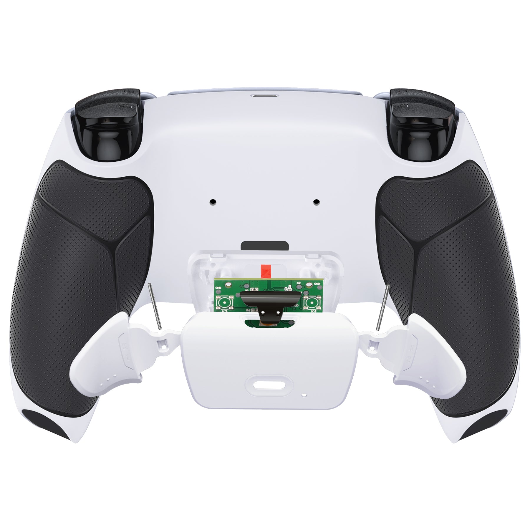 eXtremeRate Remappable RISE Remap Kit for PS5 Controller BDM-030/040 -  Rubberized Black Grip with White Back Paddles