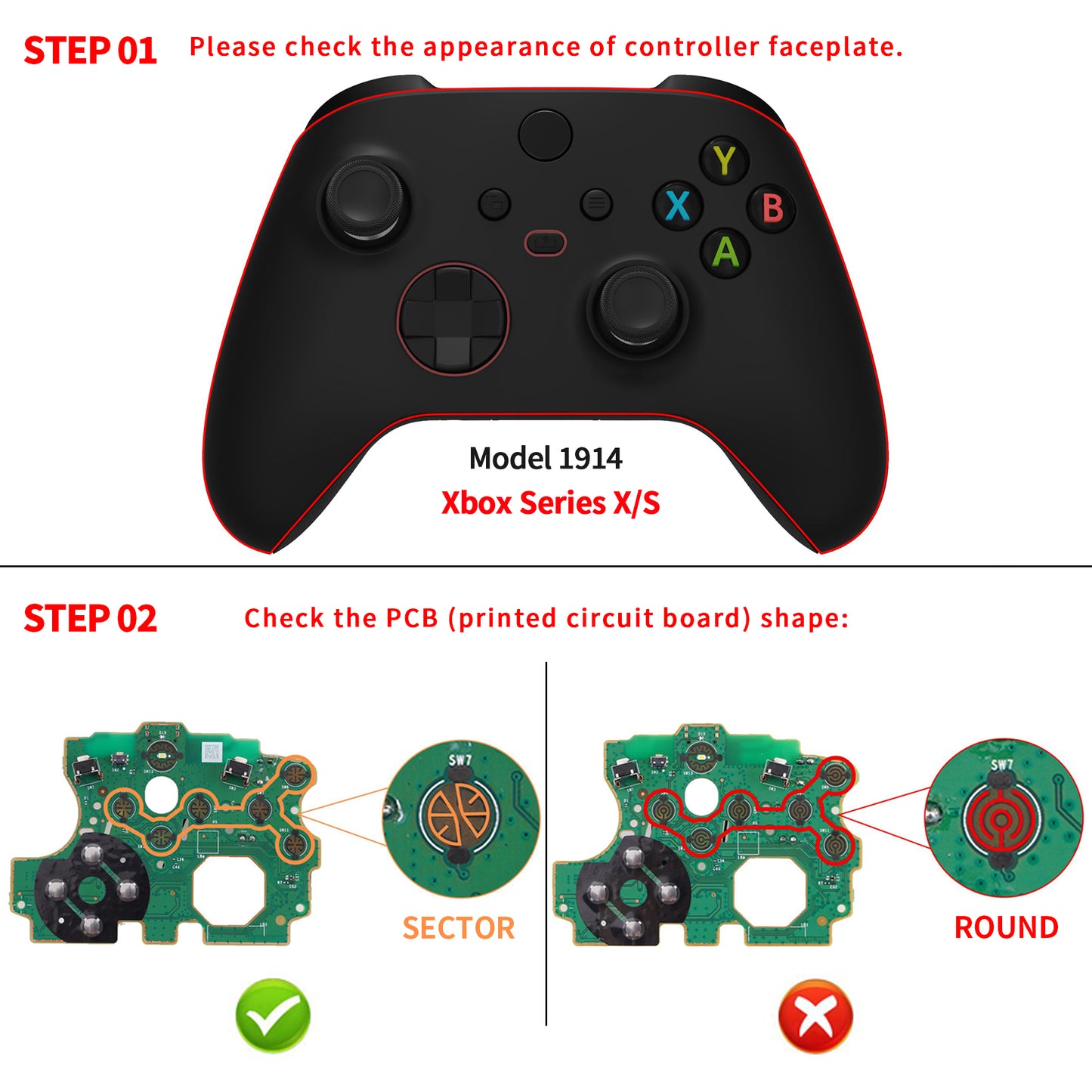 eXtremeRate Retail Multi-Colors Luminated Dpad Thumbsticks Start Back Sync ABXY Buttons for Xbox Series X/S Controller, White Buttons DTF LED Kit for Xbox Core Controller - X3LED06