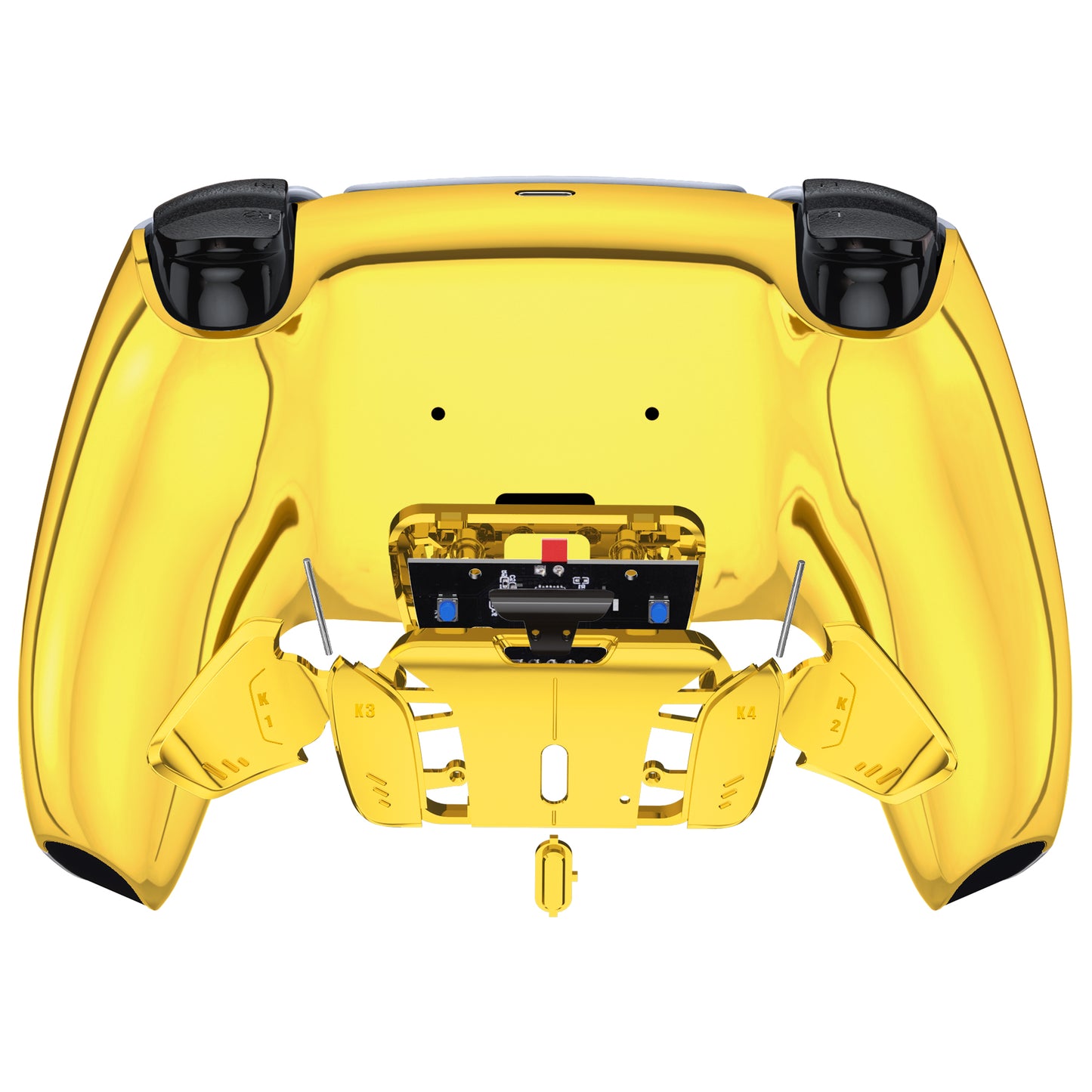 eXtremeRate Retail Chrome Gold Remappable RISE 4.0 Remap Kit for ps5 Controller BDM 010 & BDM 020, Upgrade Board & Redesigned Back Shell & 4 Back Buttons for ps5 Controller - Controller NOT Included - YPFD4001