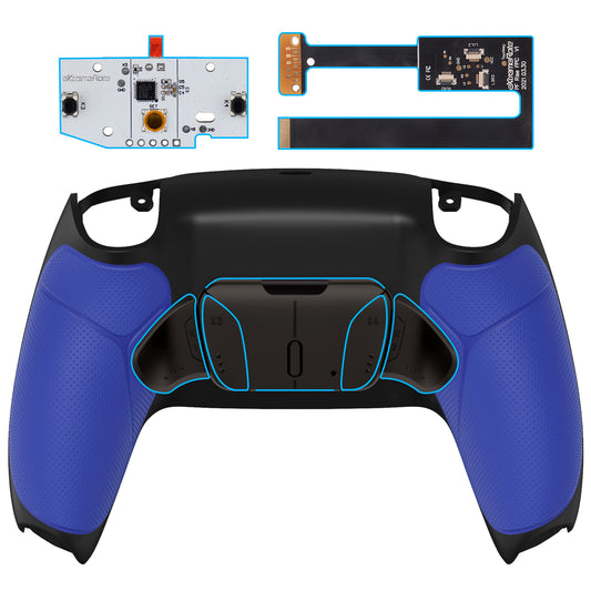 eXtremeRate Retail Rubberized Blue Remappable Real Metal Buttons (RMB) Version RISE4 Remap Kit for PS5 Controller BDM 010 & BDM 020, Upgrade Board & Redesigned Back Shell & 4 Back Buttons for PS5 Controller - YPFJ7002