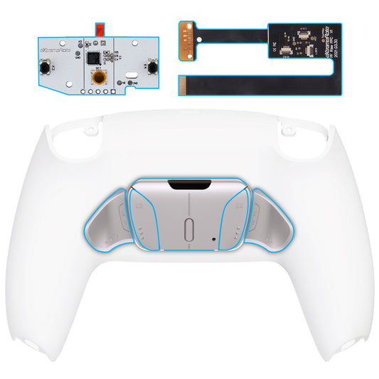eXtremeRate Retail White Remappable Real Metal Buttons (RMB) Version RISE4 Remap Kit for PS5 Controller BDM 010 & BDM 020, Upgrade Board & Redesigned Back Shell & 4 Back Buttons for PS5 Controller - YPFJ7008