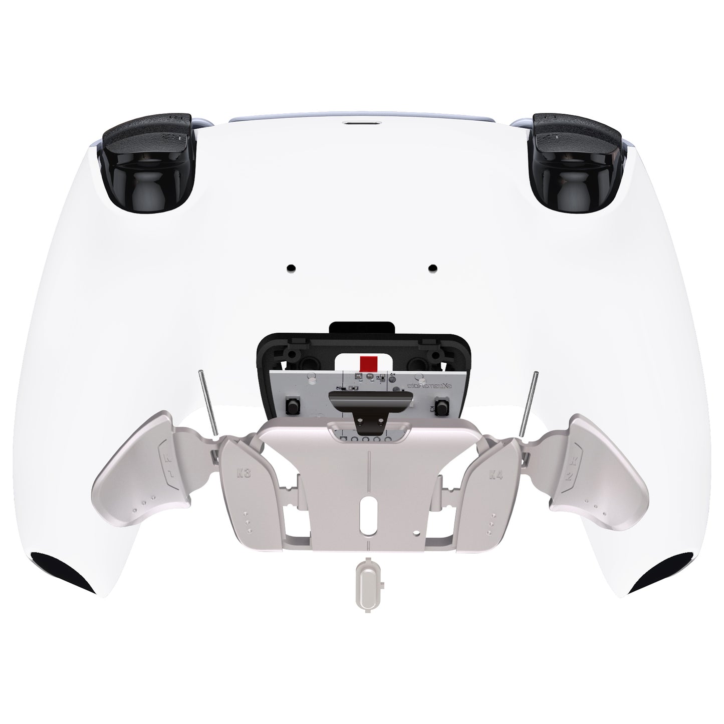 eXtremeRate Retail White Remappable Real Metal Buttons (RMB) Version RISE4 Remap Kit for PS5 Controller BDM 010 & BDM 020, Upgrade Board & Redesigned Back Shell & 4 Back Buttons for PS5 Controller - YPFJ7008