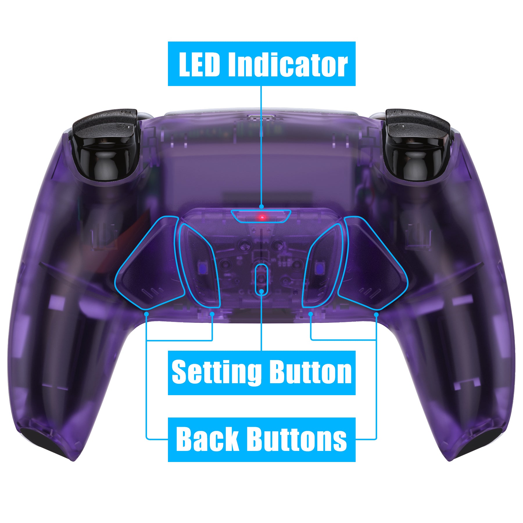 eXtremeRate Retail Clear Atomic Purple Remappable RISE 4.0 Remap Kit for ps5 Controller BDM 010 & BDM 020, Upgrade Board & Redesigned Back Shell & 4 Back Buttons for ps5 Controller - Controller NOT Included - YPFM5002