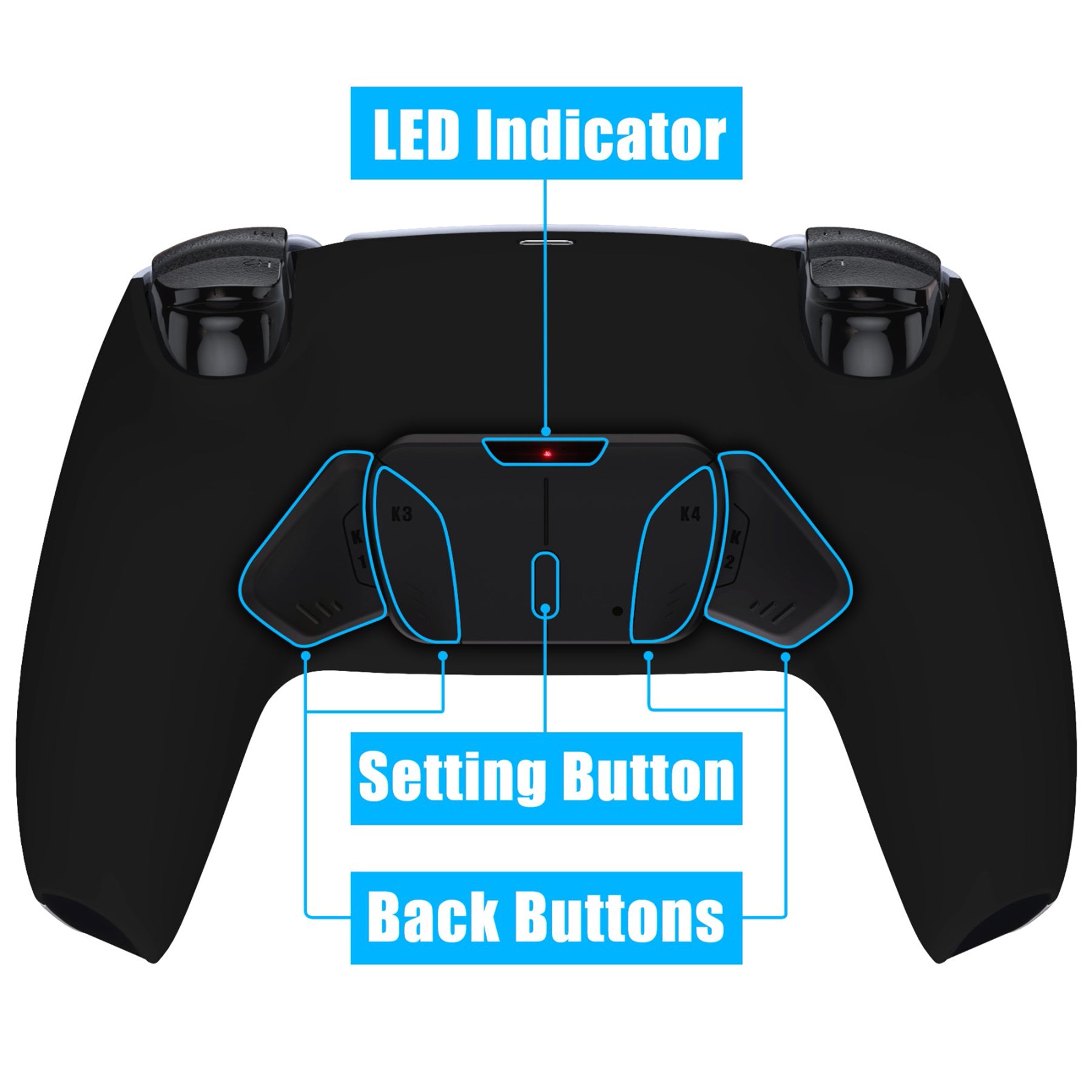eXtremeRate Retail Black Remappable RISE4 Remap Kit for PS5 Controller BDM-030, Upgrade Board & Redesigned Back Shell & 4 Back Buttons for PS5 Controller - Controller NOT Included - YPFP3001G3