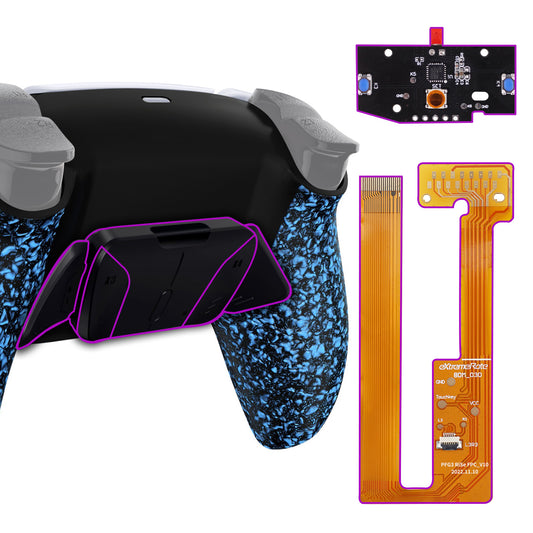 eXtremeRate Retail Textured Blue Remappable RISE4 Remap Kit for PS5 Controller BDM-030, Upgrade Board & Redesigned Back Shell & 4 Back Buttons for PS5 Controller - Controller NOT Included - YPFP3005G3