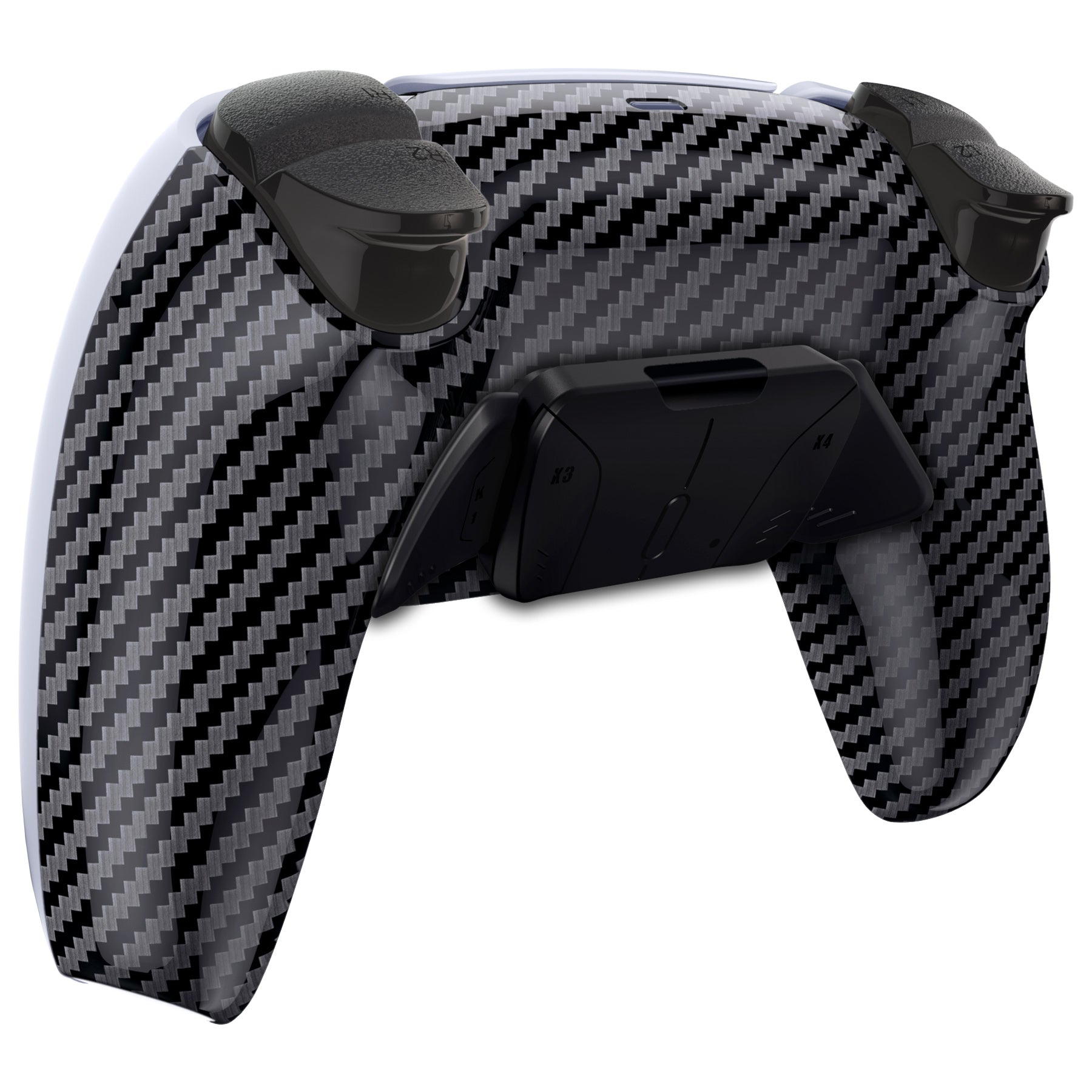 eXtremeRate Retail Graphite Carbon Fiber Pattern Remappable RISE 4.0 Remap Kit for ps5 Controller BDM 010 & BDM 020, Upgrade Board & Redesigned Back Shell & 4 Back Buttons for ps5 Controller - Controller NOT Included - YPFS2002
