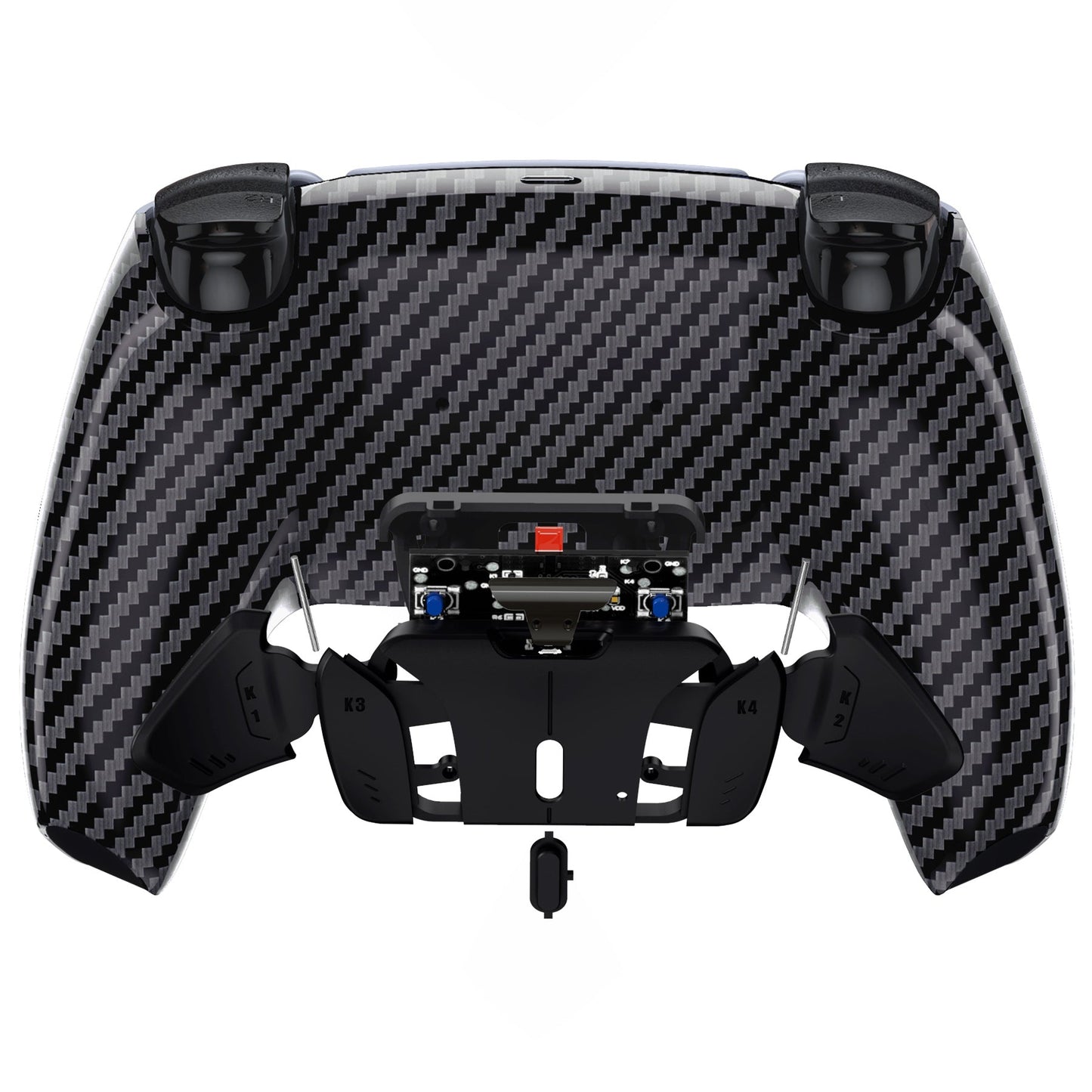 eXtremeRate Retail Graphite Carbon Fiber Pattern Remappable RISE 4.0 Remap Kit for ps5 Controller BDM 010 & BDM 020, Upgrade Board & Redesigned Back Shell & 4 Back Buttons for ps5 Controller - Controller NOT Included - YPFS2002