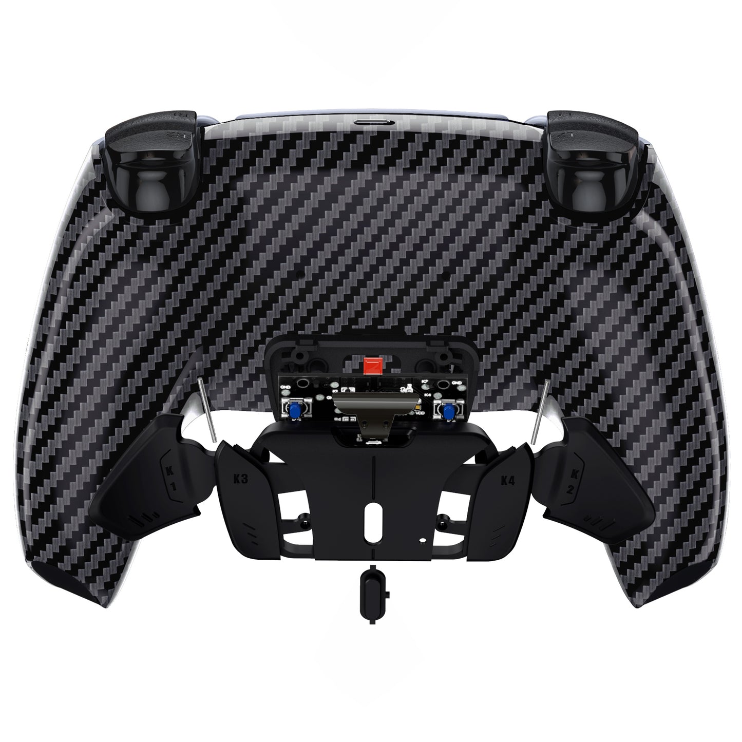 eXtremeRate Retail Graphite Carbon Fiber Pattern Remappable RISE4 Remap Kit for PS5 Controller BDM-030, Upgrade Board & Redesigned Back Shell & 4 Back Buttons for PS5 Controller - Controller NOT Included - YPFS2002G3