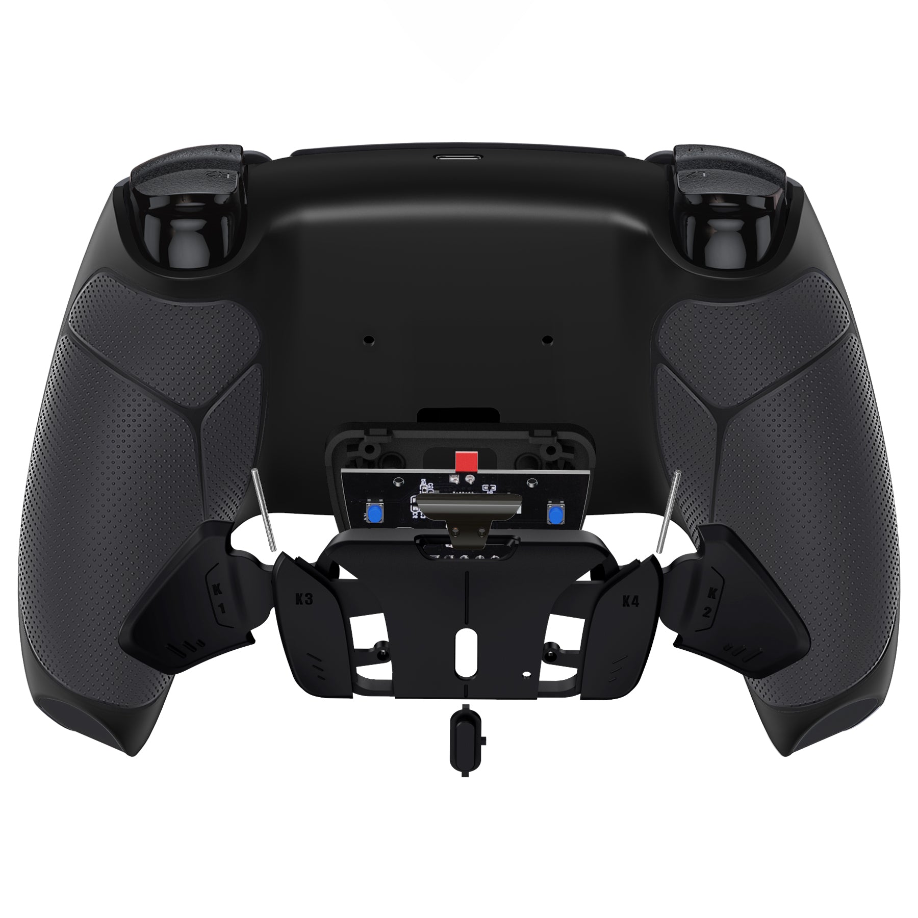 eXtremeRate Retail Black Rubberized Grip Remappable RISE4 Remap Kit for PS5 Controller BDM-030, Upgrade Board & Redesigned Black Back Shell & 4 Back Buttons for PS5 Controller - Controller NOT Included - YPFU6001G3