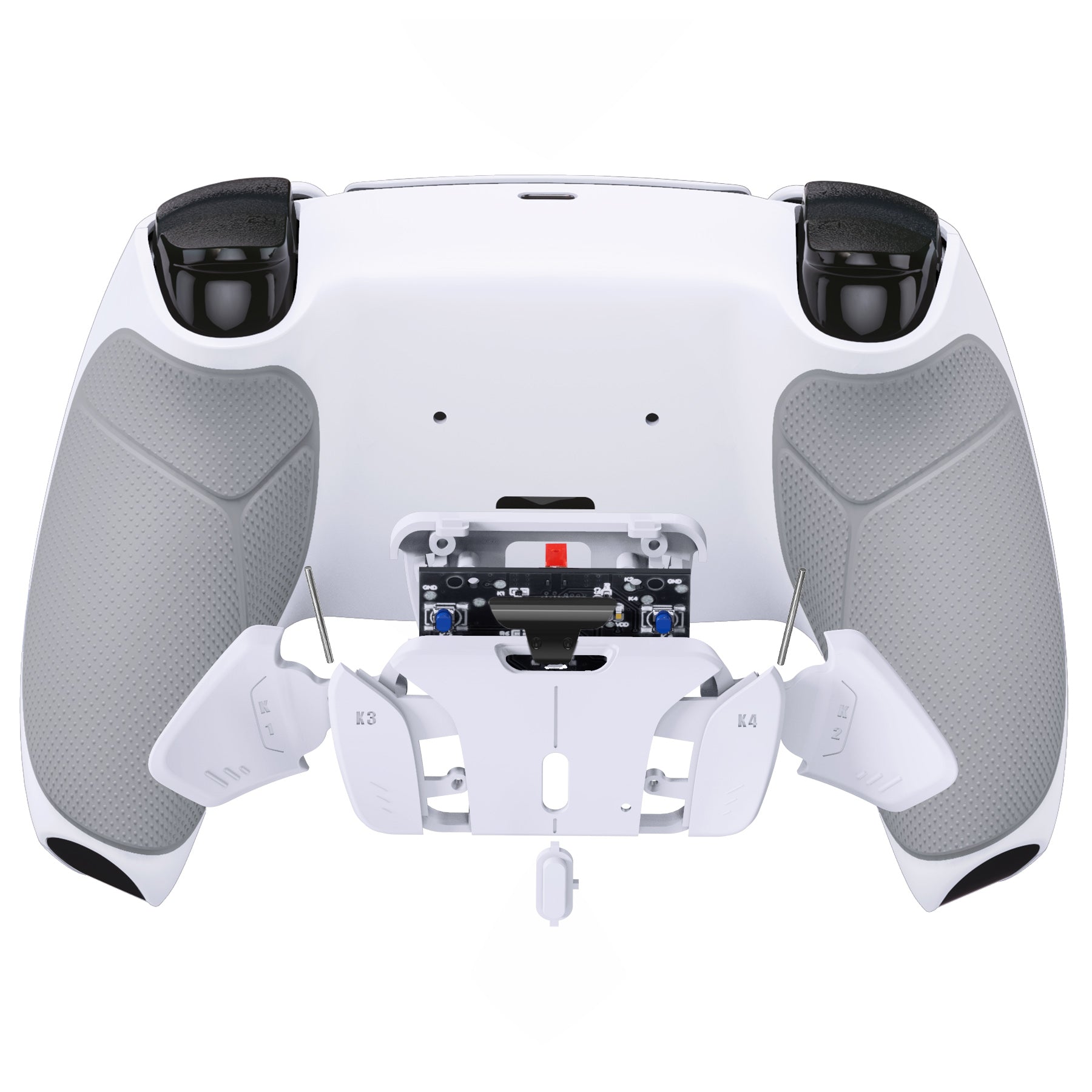 eXtremeRate Retail White Rubberized Grip Remappable RISE 4.0 Remap Kit for ps5 Controller BDM 010 & BDM 020, Upgrade Board & Redesigned Back Shell & 4 Back Buttons for ps5 Controller - Controller NOT Included - YPFU6002