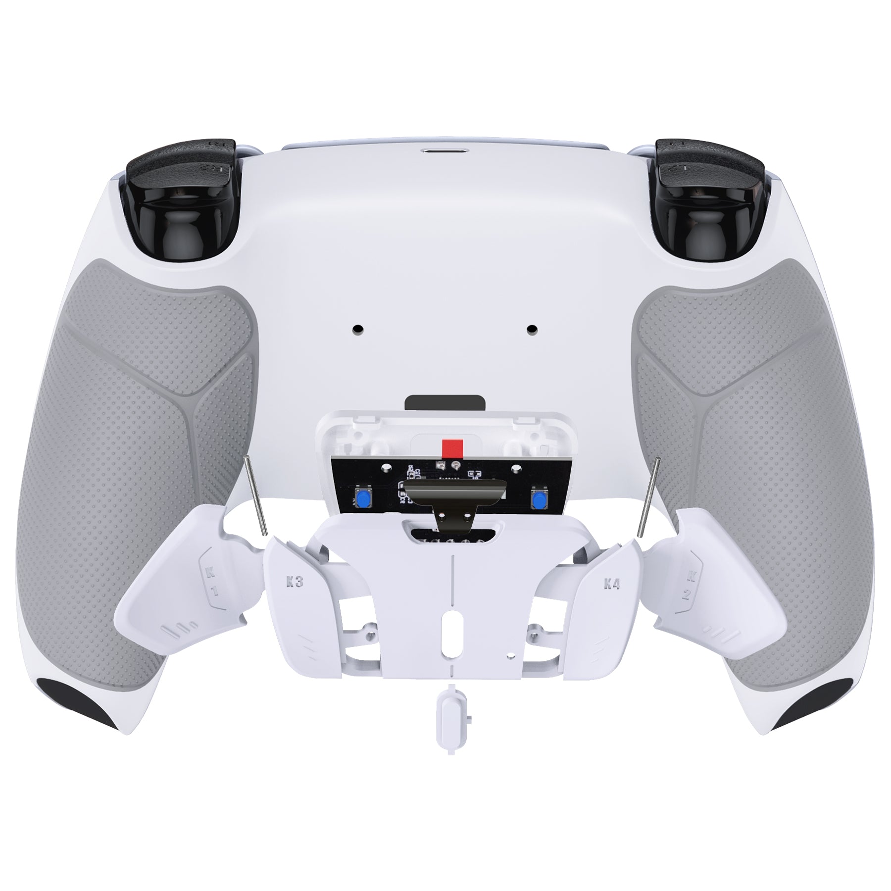eXtremeRate Gray Rubberized Grip Programable RISE4 Remap Kit for PS5 Controller Bdm-030, Upgrade Board & Redesigned White Back Shell & 4 Back Buttons