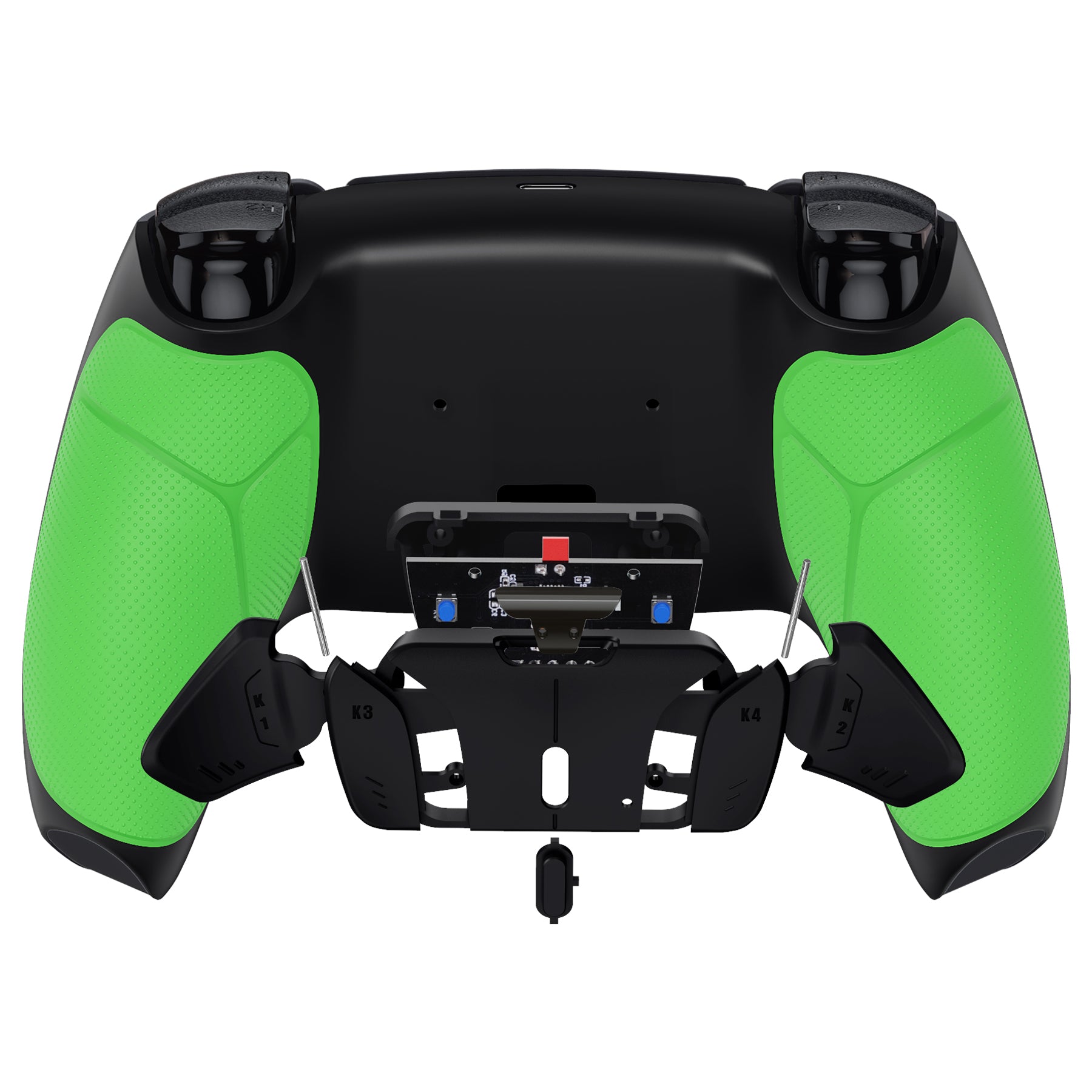 eXtremeRate Retail Green Rubberized Grip Remappable RISE 4.0 Remap Kit for PS5 Controller BDM 010 & BDM 020, Upgrade Board & Redesigned Back Shell & 4 Back Buttons for PS5 Controller - Controller NOT Included - YPFU6004