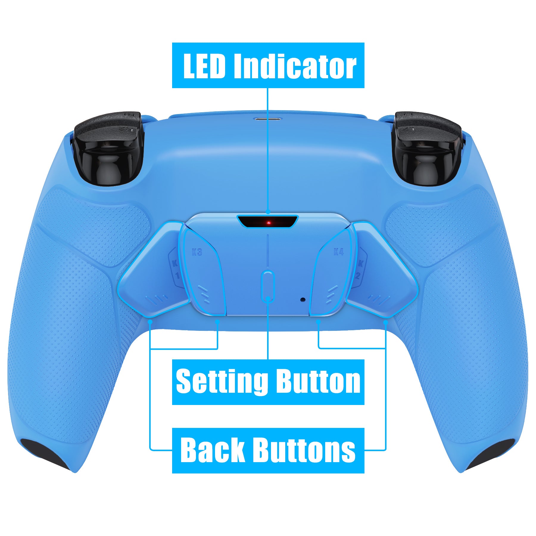 eXtremeRate Retail Starlight Blue Rubberized Grip Remappable RISE 4.0 Remap Kit for PS5 Controller BDM 010 & BDM 020, Upgrade Board & Redesigned Back Shell & 4 Back Buttons for PS5 Controller - Controller NOT Included - YPFU6006