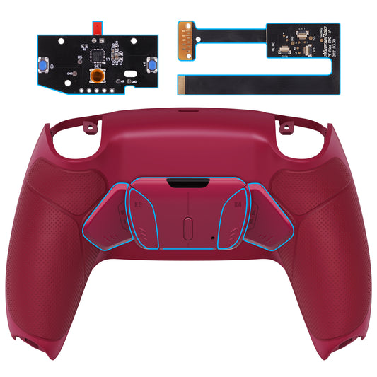 eXtremeRate Retail Cosmic Red Rubberized Grip Remappable RISE 4.0 Remap Kit for PS5 Controller BDM 010 & BDM 020, Upgrade Board & Redesigned Back Shell & 4 Back Buttons for PS5 Controller - Controller NOT Included - YPFU6008