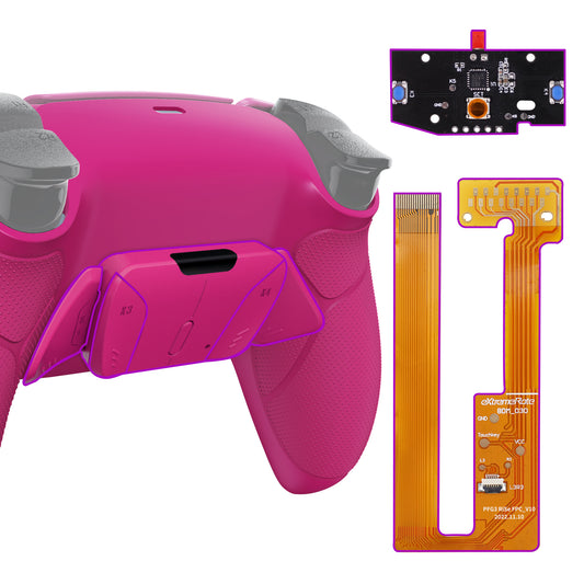eXtremeRate Retail Nova Pink Rubberized Grip Remappable RISE4 Remap Kit for PS5 Controller BDM-030, Upgrade Board & Redesigned Nova Pink Back Shell & 4 Back Buttons for PS5 Controller - Controller NOT Included - YPFU6009G3