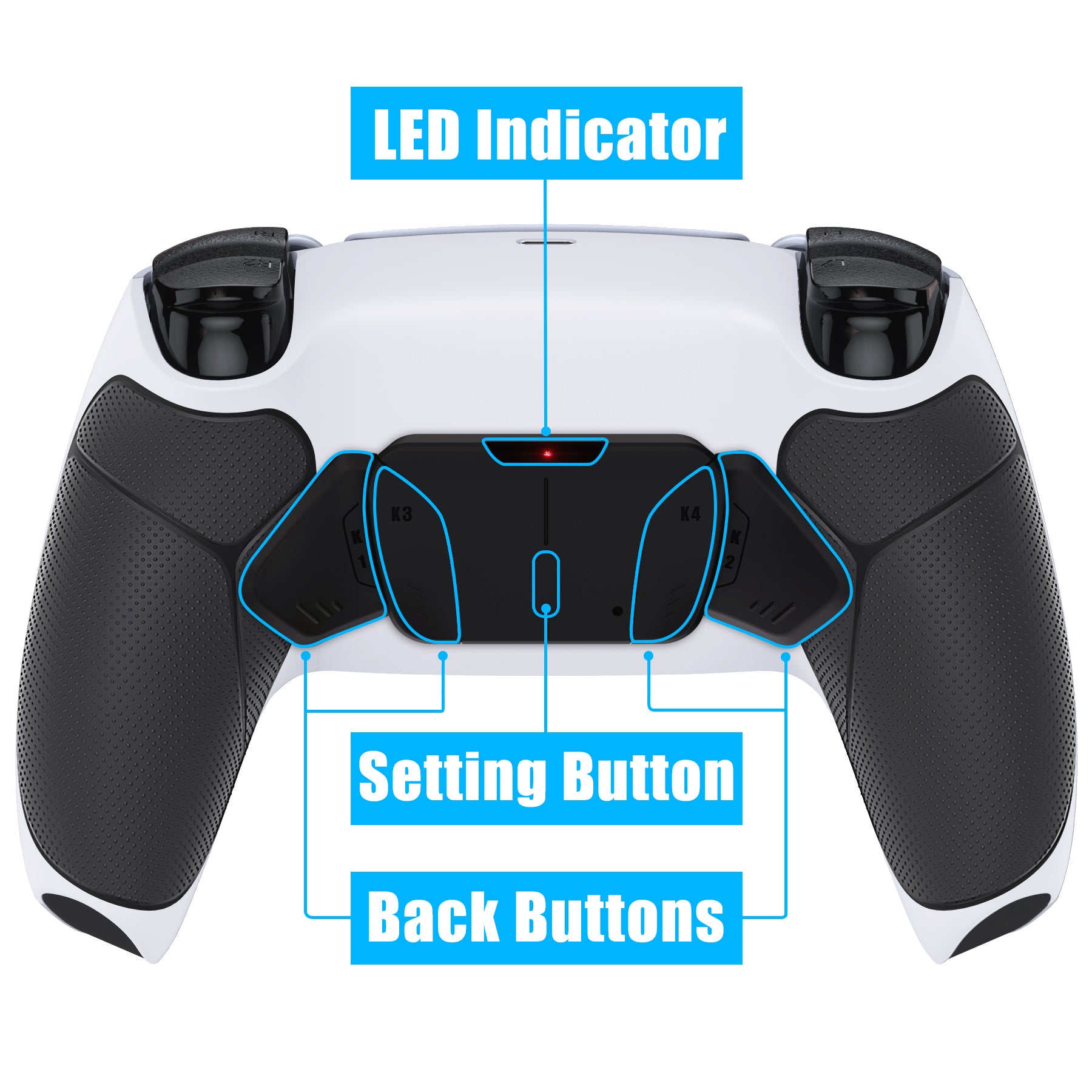 eXtremeRate Retail White Black Rubberized Grip Remappable RISE 4.0 Remap Kit for PS5 Controller BDM 010 & BDM 020, Upgrade Board & Redesigned Back Shell & 4 Black Back Buttons for PS5 Controller - Controller NOT Included - YPFU6010